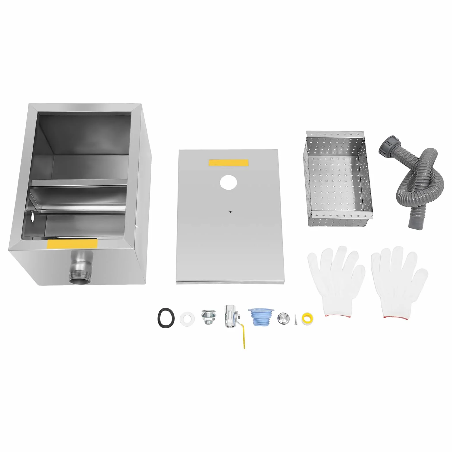 Separador de grasa Interceptor, 20 l, acero inoxidable, trampa de grasa para fregadero, filtro de aceite de aguas residuales, trampa comercial, para restaurante, cocina, hotel, cafetería, diseño