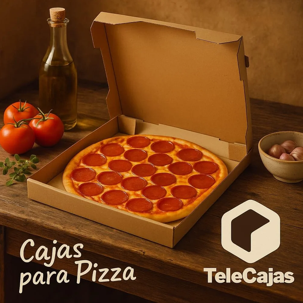 TELECAJAS | 50 Cajas Pizza 40 cm Anónima | Cuadrada Marrón Robusto Kraft Anónimas | Pack de 50