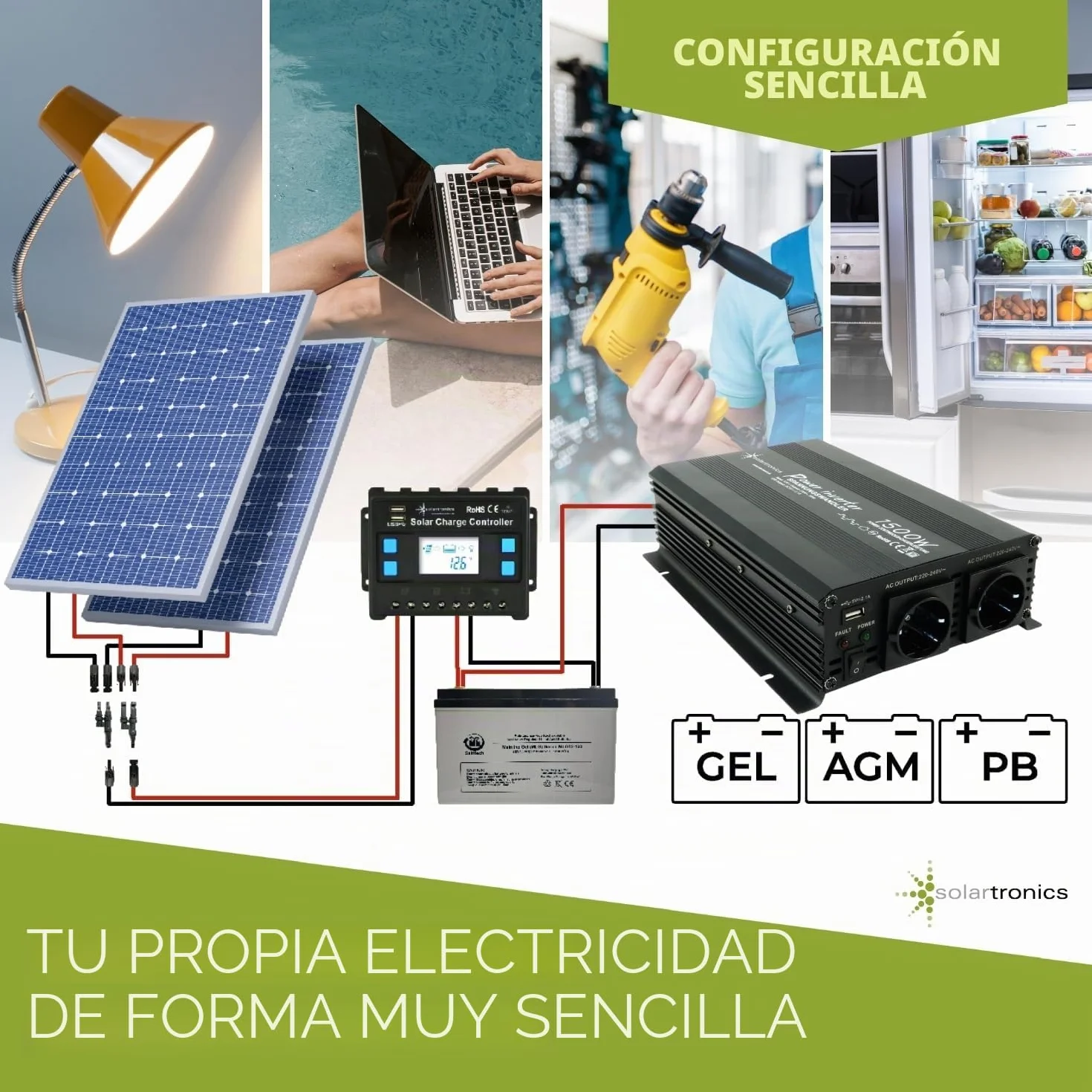 Convertidor de tensión 12 V 1500 3000 W 230 V - Inversor para la conexión móvil de electrodomésticos