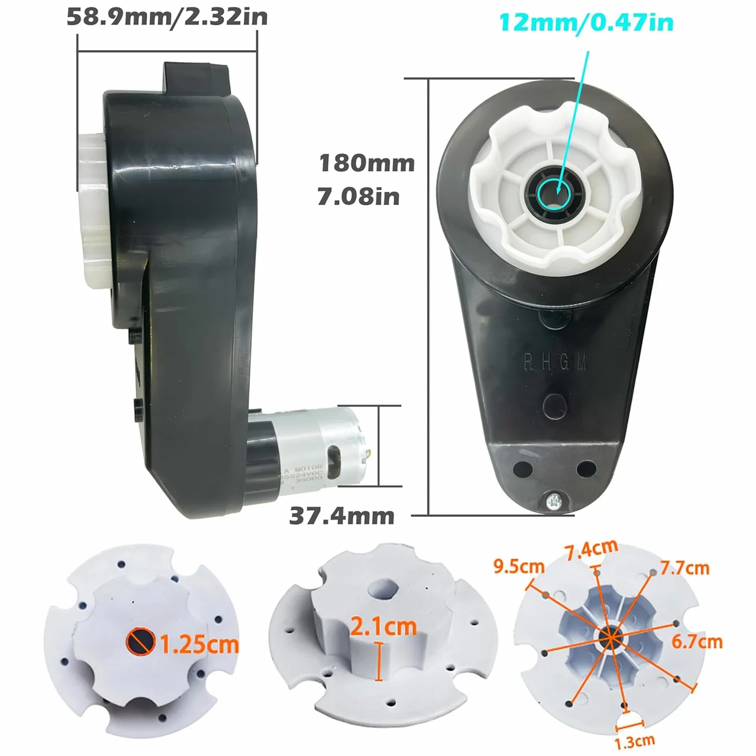 Motor RS550 12V 40000RPM para niños Ride-Ones, repuesto vehículos eléctricos, 2 acopladores