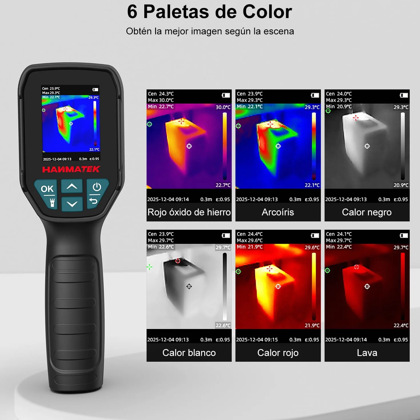 HANMATEK Termógrafo Profesional, Cámara Térmica 96x96 IR, Sensibilidad ≤60mK, TISR 240x240, Pantalla 2.4", Alarma, Rango -20 -550°C, para Mantenimiento Eléctrico y Mecánico