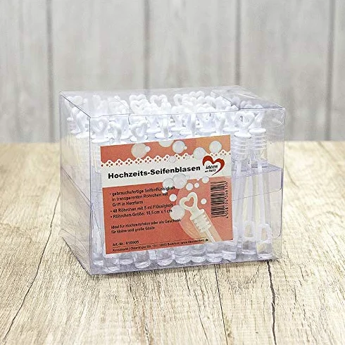 Ideen mit Herz Globos de jabón para boda 48 unidades 5 ml líquido mango de corazón