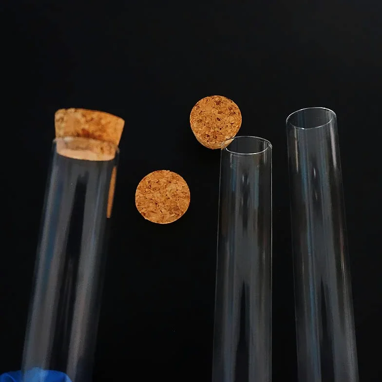 24 unids/Lote 25x150mm Tubo de ensayo de Vidrio de Fondo Plano Transparente con Tapones de Corcho Suministros de Laboratorio
