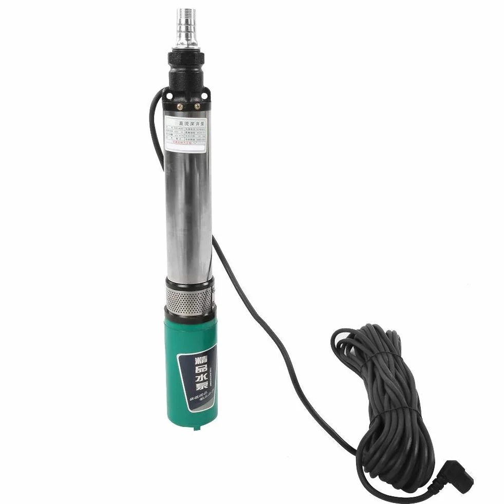 Bomba de agua sumergible solar, 48V 60V-4/5m³-45/55m Bomba de pozo profundo de CC Bomba de pozo profundo de CC Bomba de agua sumergible solar de alta elevación Línea de 20 m