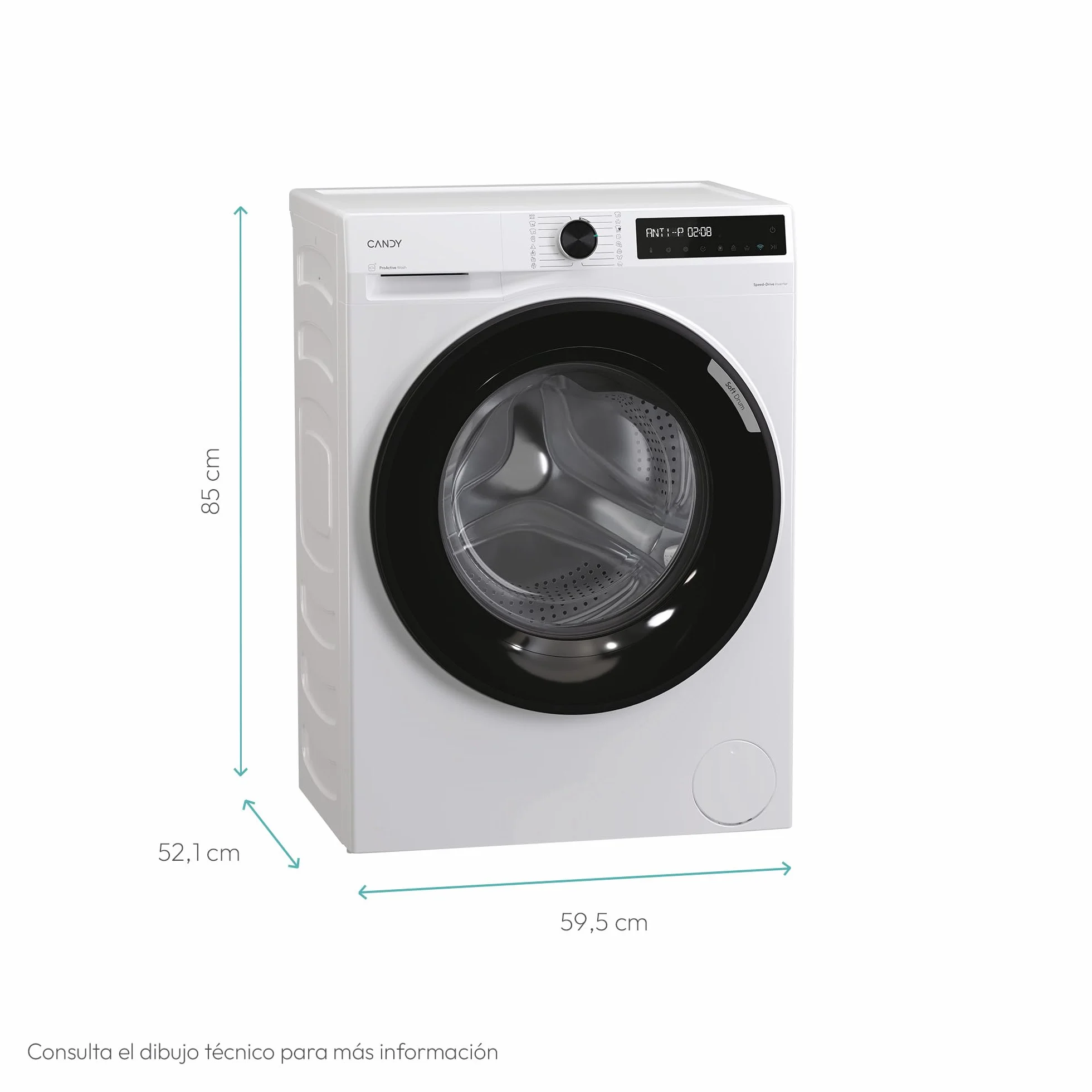 Candy ProWash 500 BR 410BL8-S Lavadora 10 kg 1400 RPM Display Digital WiFi Motor Inverter SpeedDrive Blanco