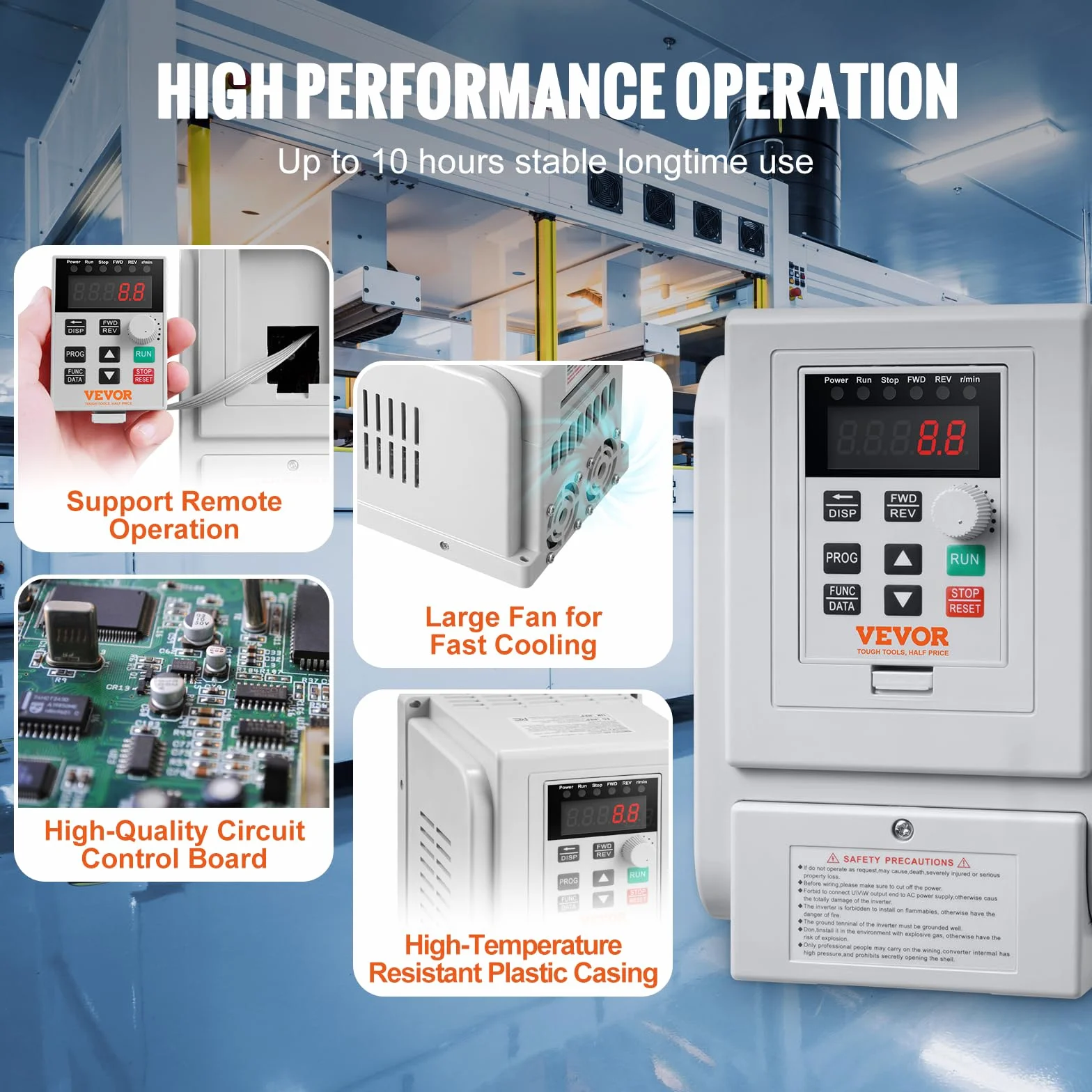 VEVOR Variador de Frecuencia Convertidor de Frecuencia de 4kW 5HP 18A 0-400Hz VFD con Entrada Monofásica Regulador de Salida Trifásico Control de Velocidad Enfriamiento Rápido para Motor de Maquinaria