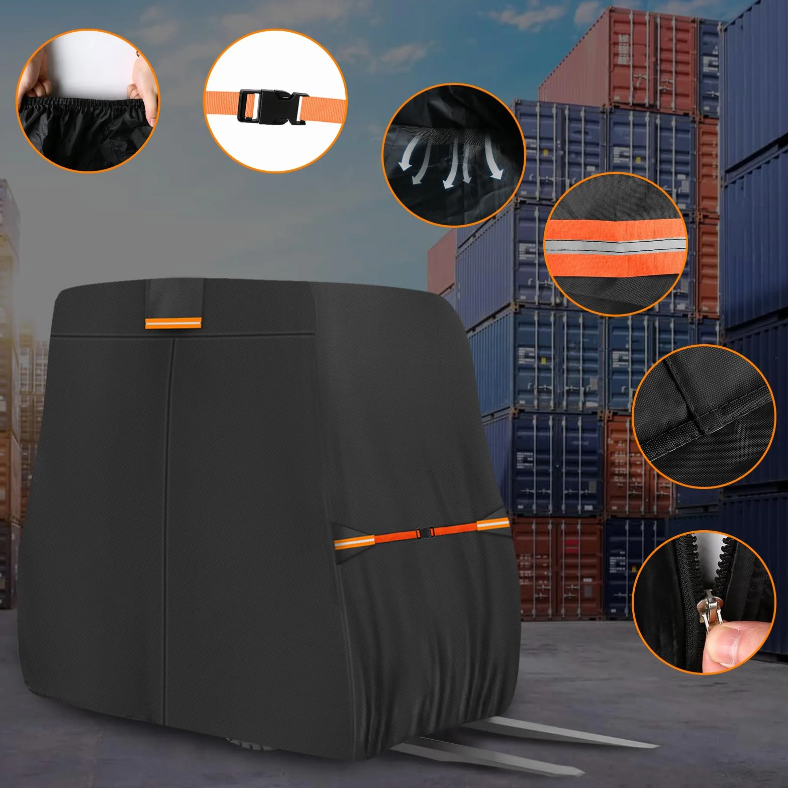 Cubierta para carretilla elevadora, impermeable, transpirable, cubierta protectora para carretilla elevadora que puede levantar aproximadamente 3628 kg, 420D para carretilla elevadora, cubierta para