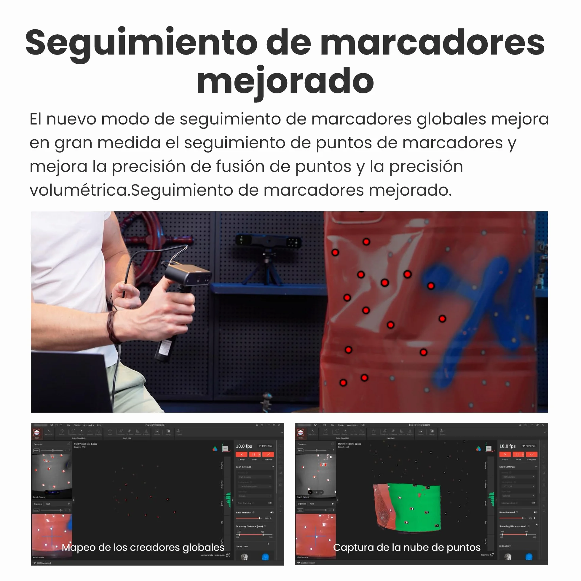 Revopoint POP 3 Plus Scanner 3D para impresión 3D, escaneo en color para objetos medianos, escáner de mano con precisión de 0,04 mm y velocidad, compatible con Android/iOS/Win10&11/macOS, Estándar