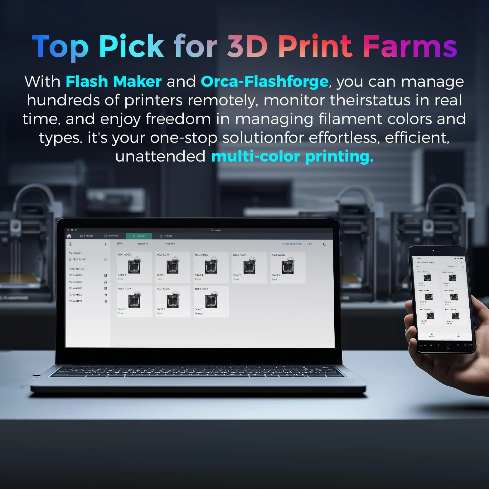 Impresora 3D Flashforge Adventurer 5X con Impresión Multicolor, Personalizable con IFS, multimaterial AD5X Impresora 3D,Velocidad Máxima de Impresión:600mm/s,Recarga automática de filamento de 4kg