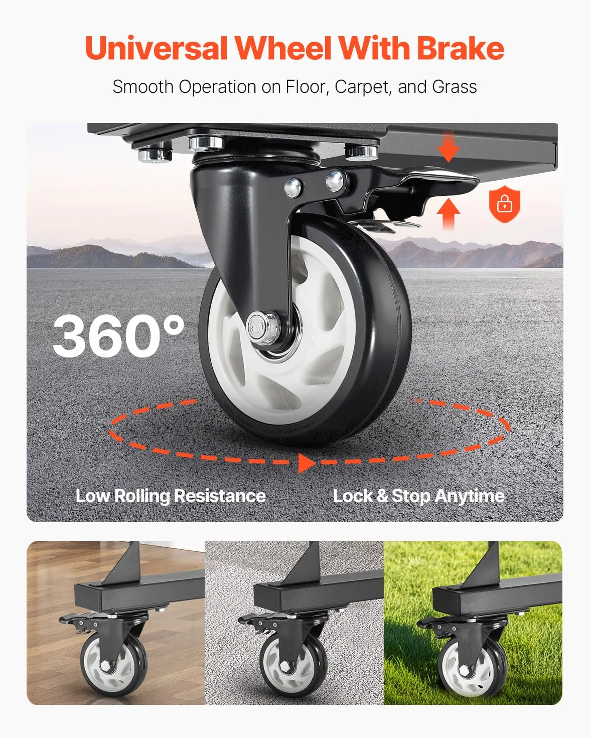 VEVOR Estante para Sillas Plegable, Capacidad de 181 kg, Carrito Resistente para 42 Sillas o 12 Mesas, Carrito de Almacenamiento Multifunción para Sillas con Ruedas de Goma y Soportes, Negro Mate