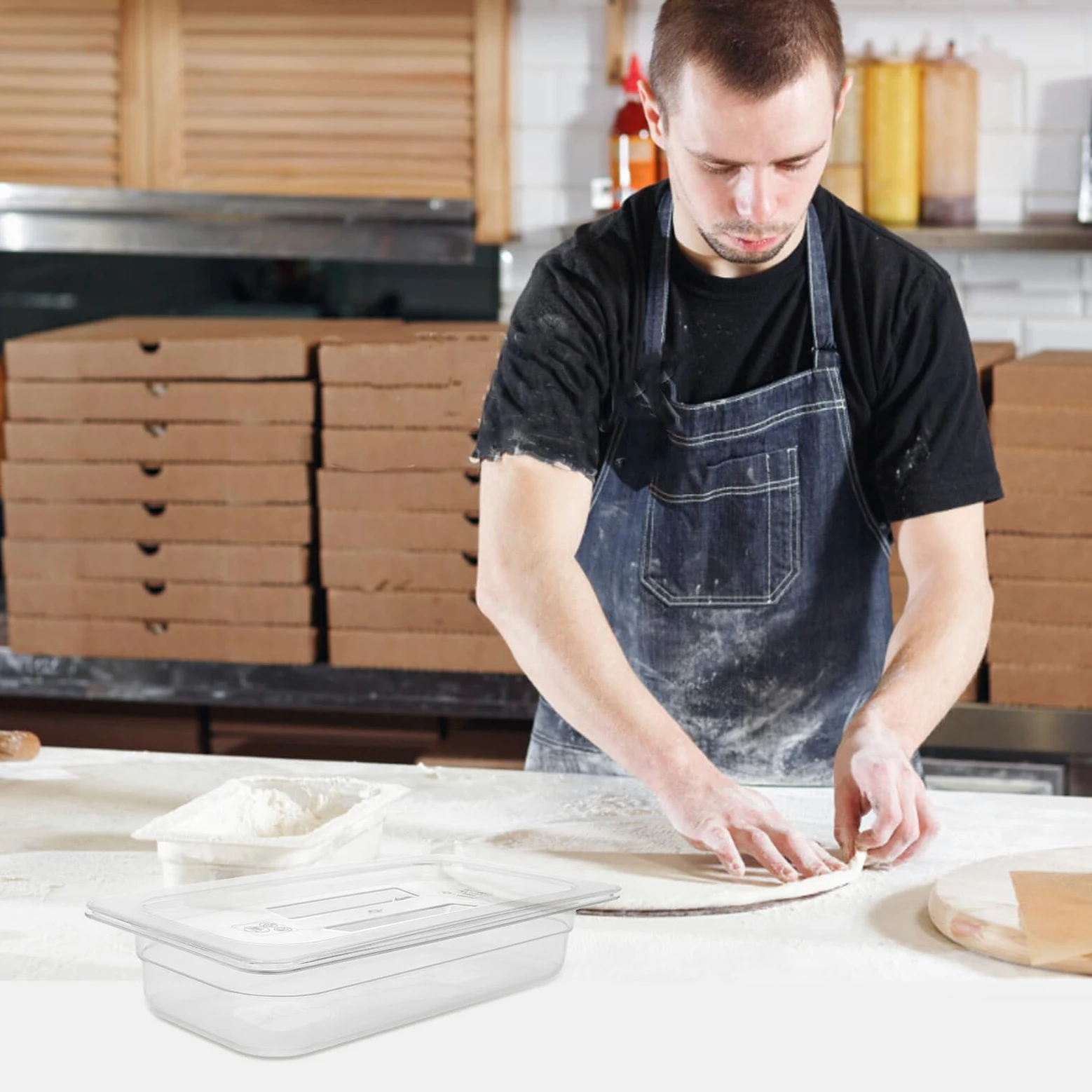 LABRIMP 3 Piezas Caja para Masa de Pizza Apilable Tapa Hermética Bandeja Transparente para Fermentación y Almacenamiento Doméstico y Comercial Fácil Limpieza y Diseño Fresco para Cocina