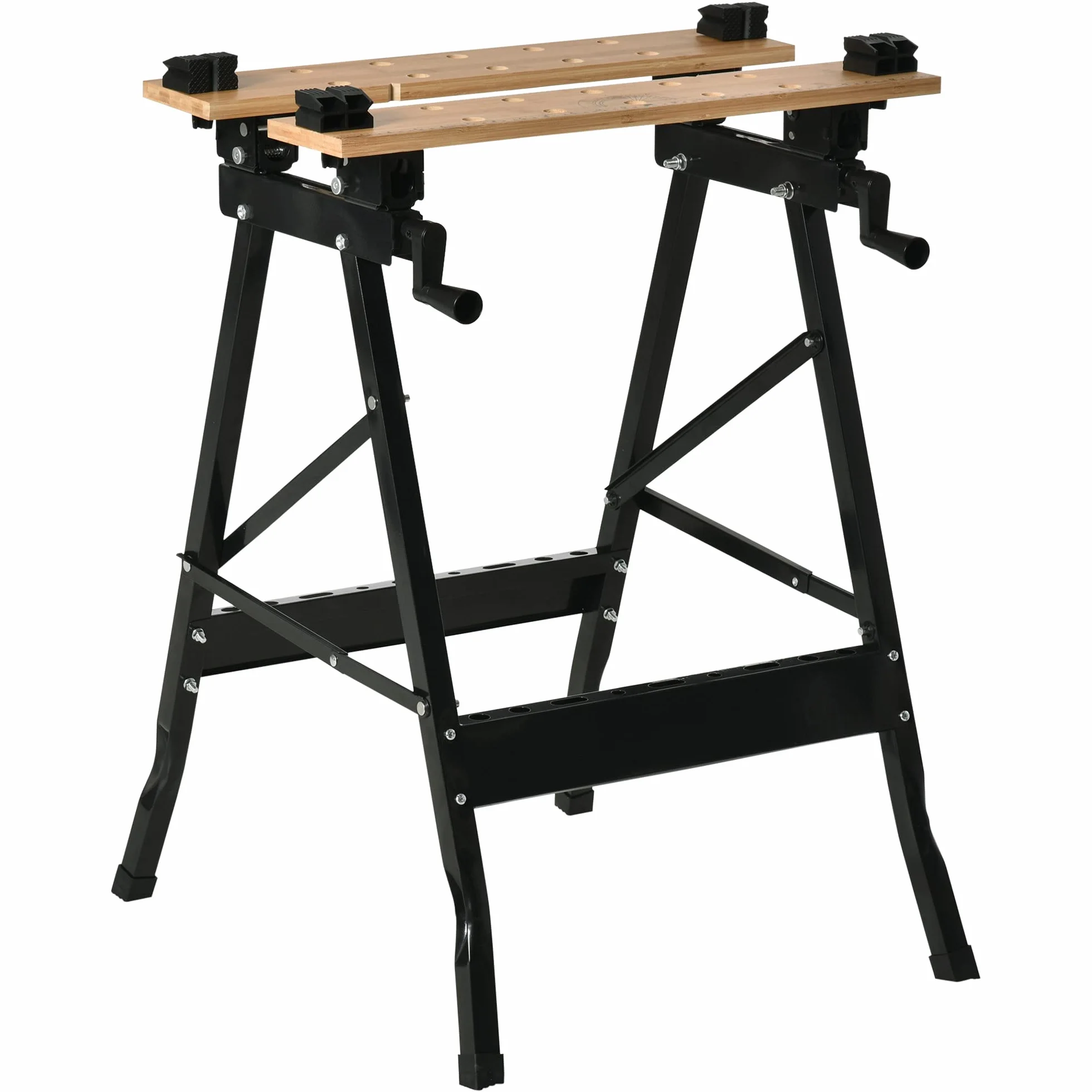 HOMCOM Plegable Banco de Trabajo Bambú Acero 150 kg 63,5x60,5x78 cm