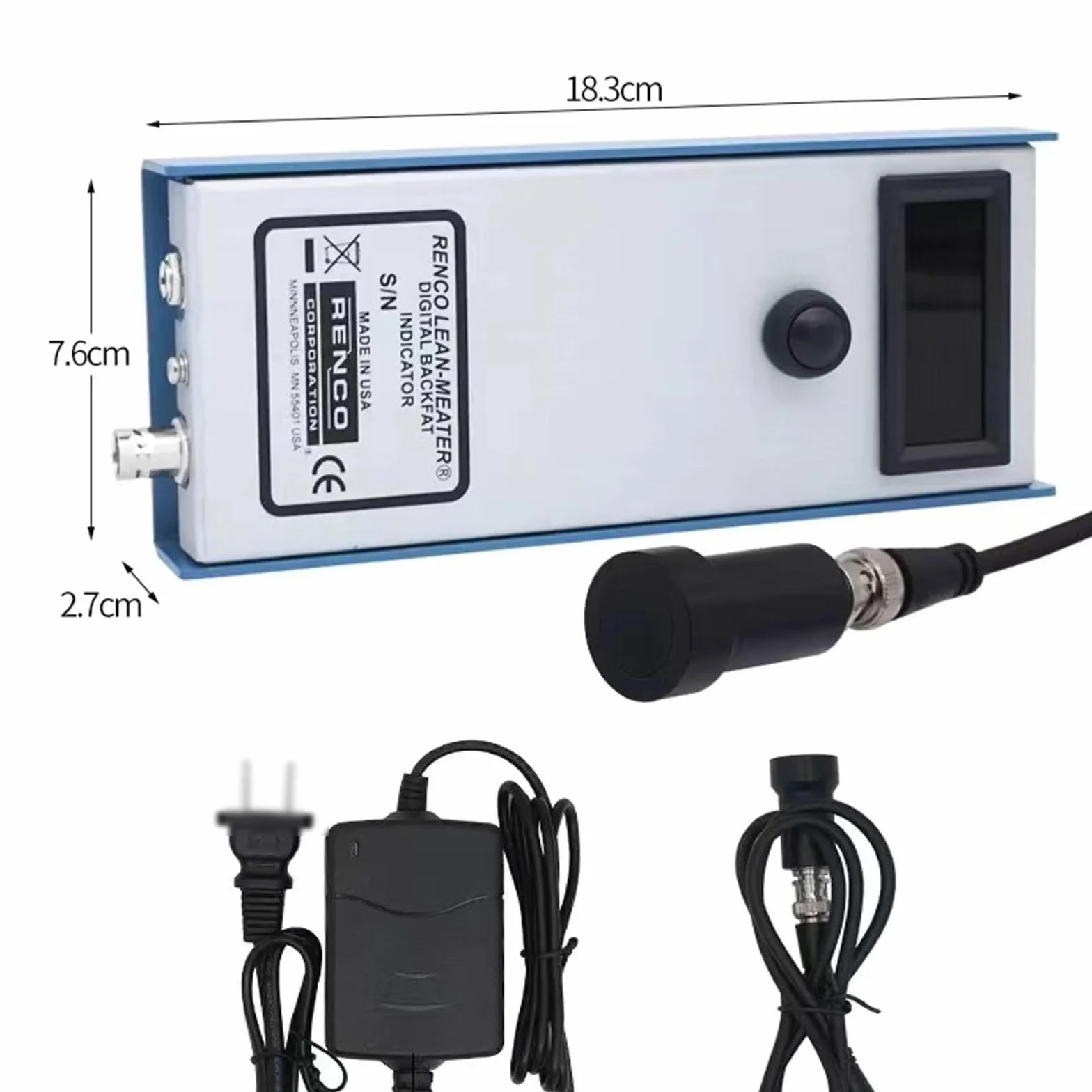 Probador de medida de grasa de espalda de cerdo veterinaria, detector de criterio de medidor de espesor de grasor de cerdo ganado con tres luces indicadoras, rango de medición de 4-45 mm, para la gran