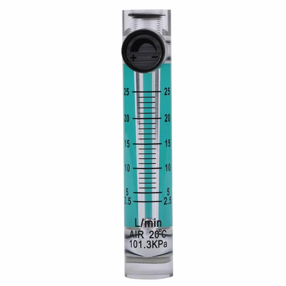 Medidor de flujo de gas oxígeno y aire, 2.5-25LPM, 8 mm, con válvula de control