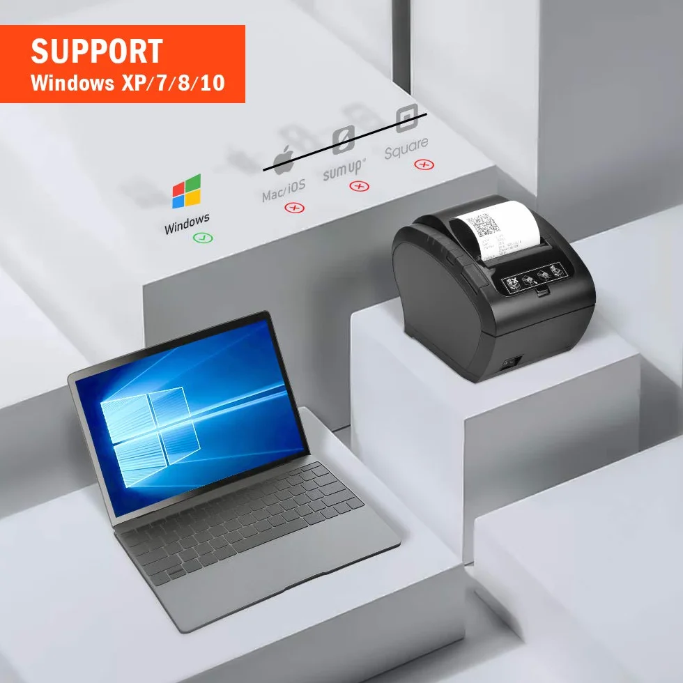 MUNBYN-[USB Impresora de Ticket Térmica, Impresora Recibos 80mm, Velocidad de Imprimir 300mm/s ESC/POS Compatible con Windows/Mac/Chromebook-Negro