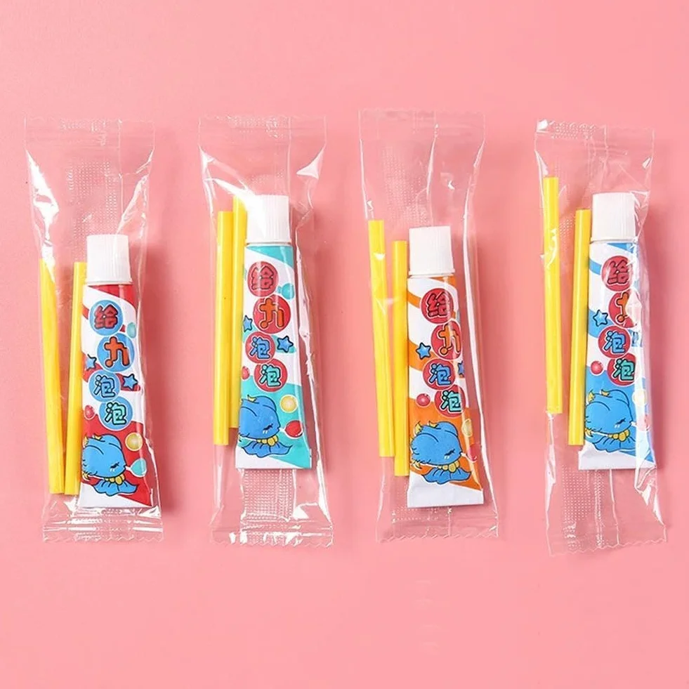 Globos mágicos de burbujas de soplado, pegamento mágico con popote, juguete colorido para fiestas, regalo (5 piezas)