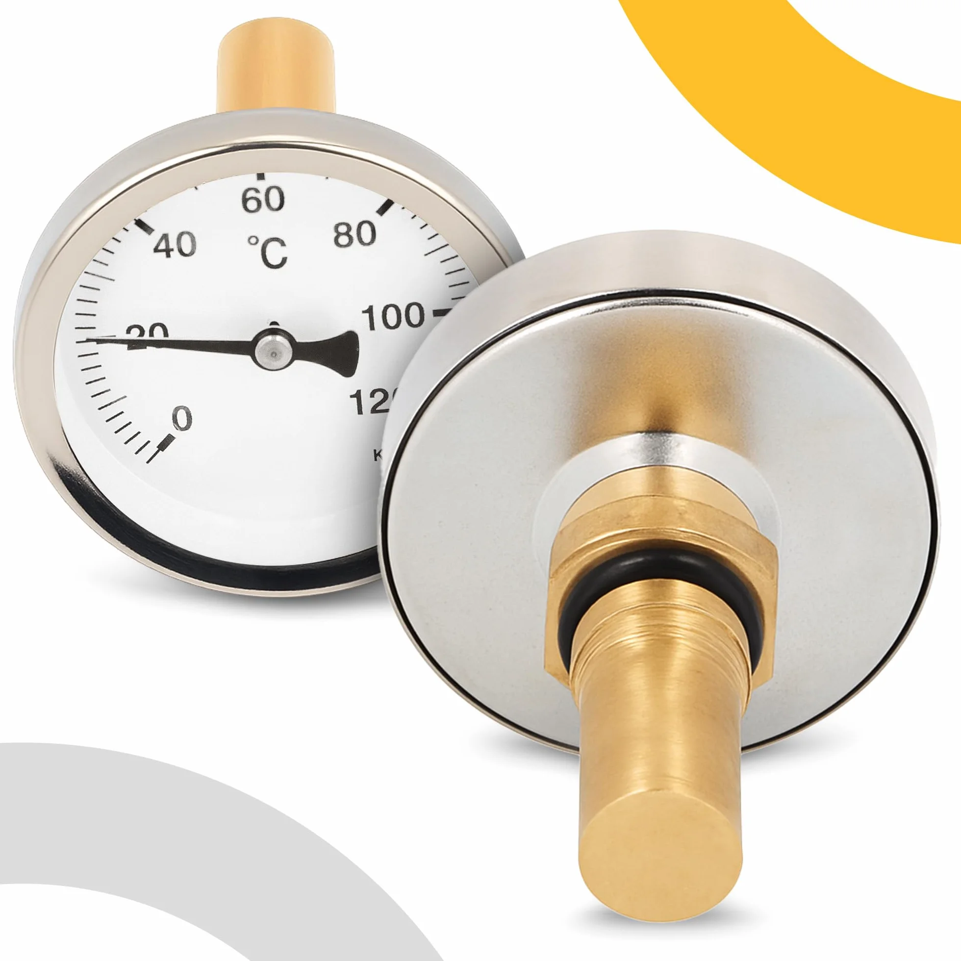Termómetro Bimetálico de Contacto 1/4'' 40 mm 0-120°C Axial para Calderas