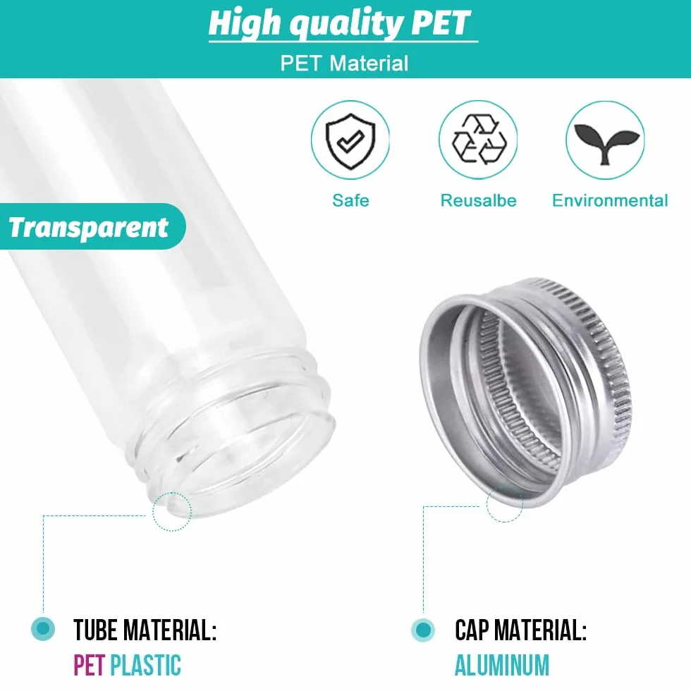 REFORUNG 12 PCS Tubos de Ensayo de Plástico 80ML con Tapa Transparente para Laboratorio