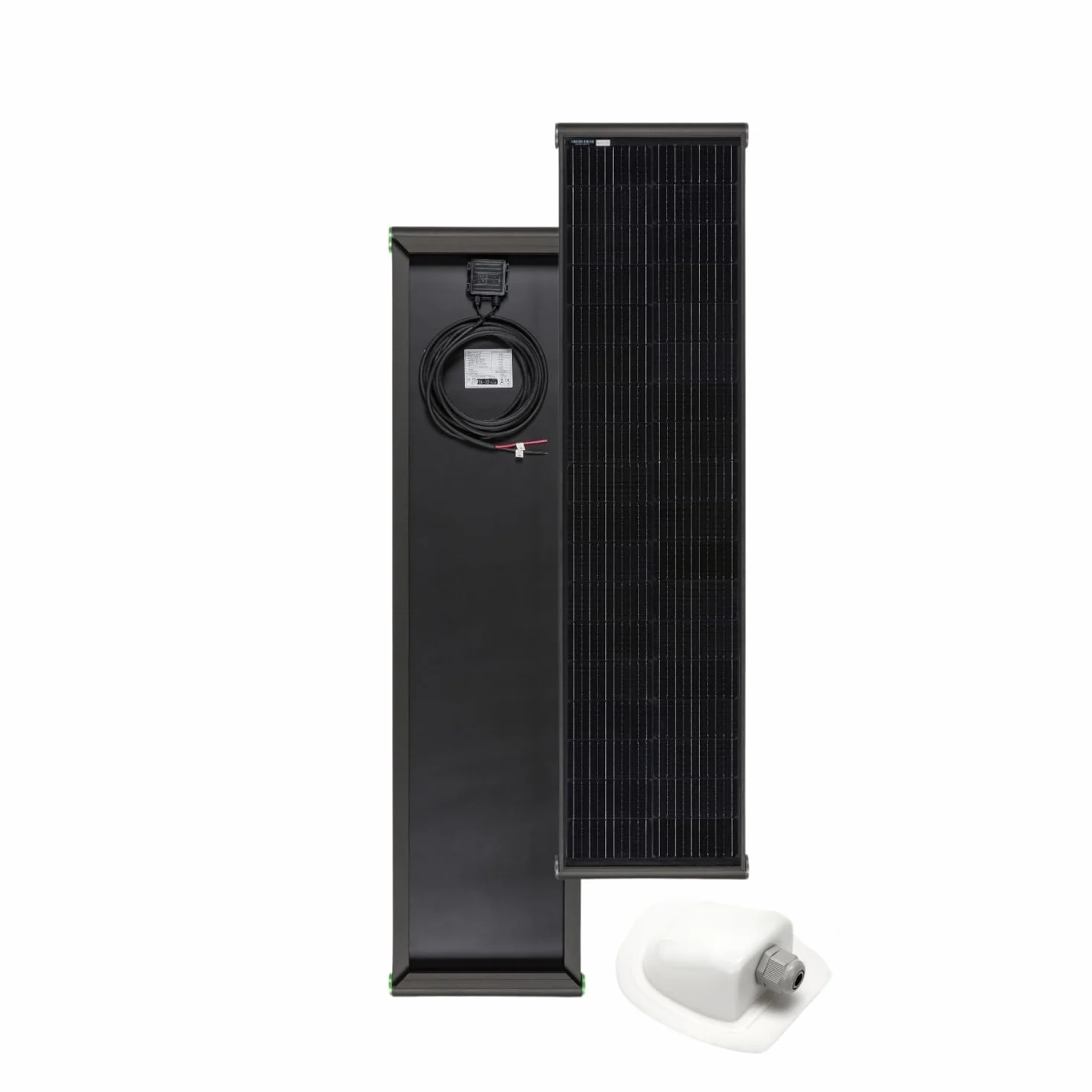 MOSCATELLI Placa Solar 120W SLIM Black Boost Monocristalino PERC kit solar completo para Camper con Perfil Integrado de Aluminio Negro para Montaje en el Techo - SIN REGULADOR