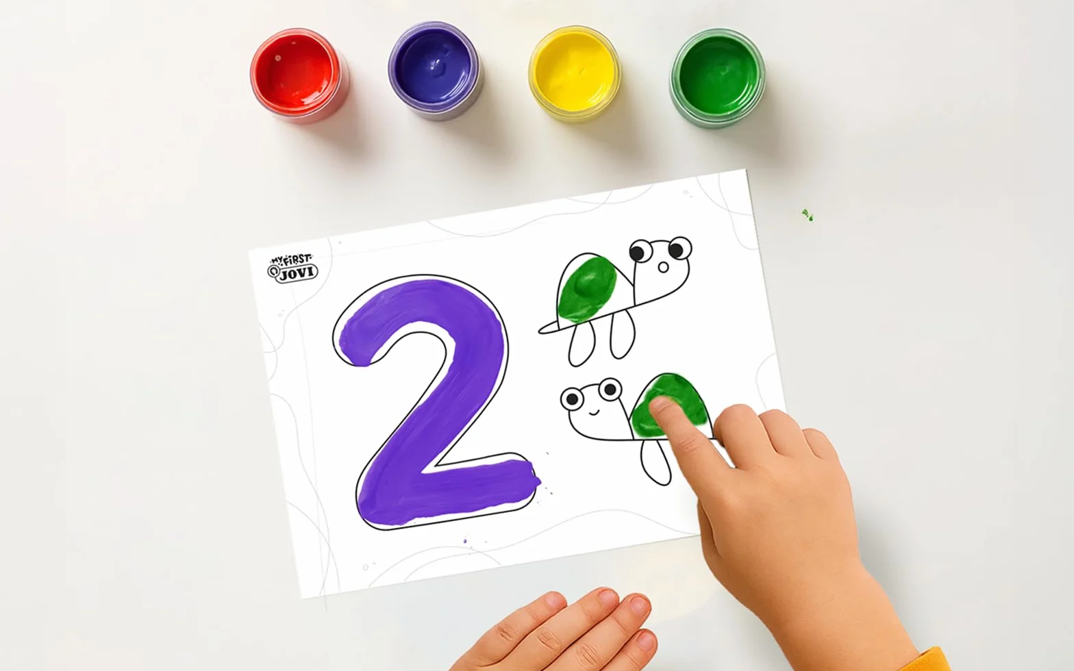 Jovi My First Kit de Finger Paint Aprendiendo los Números, Set de 6 Botes 35 ml, 10 Plantillas, a Partir de 2 Años