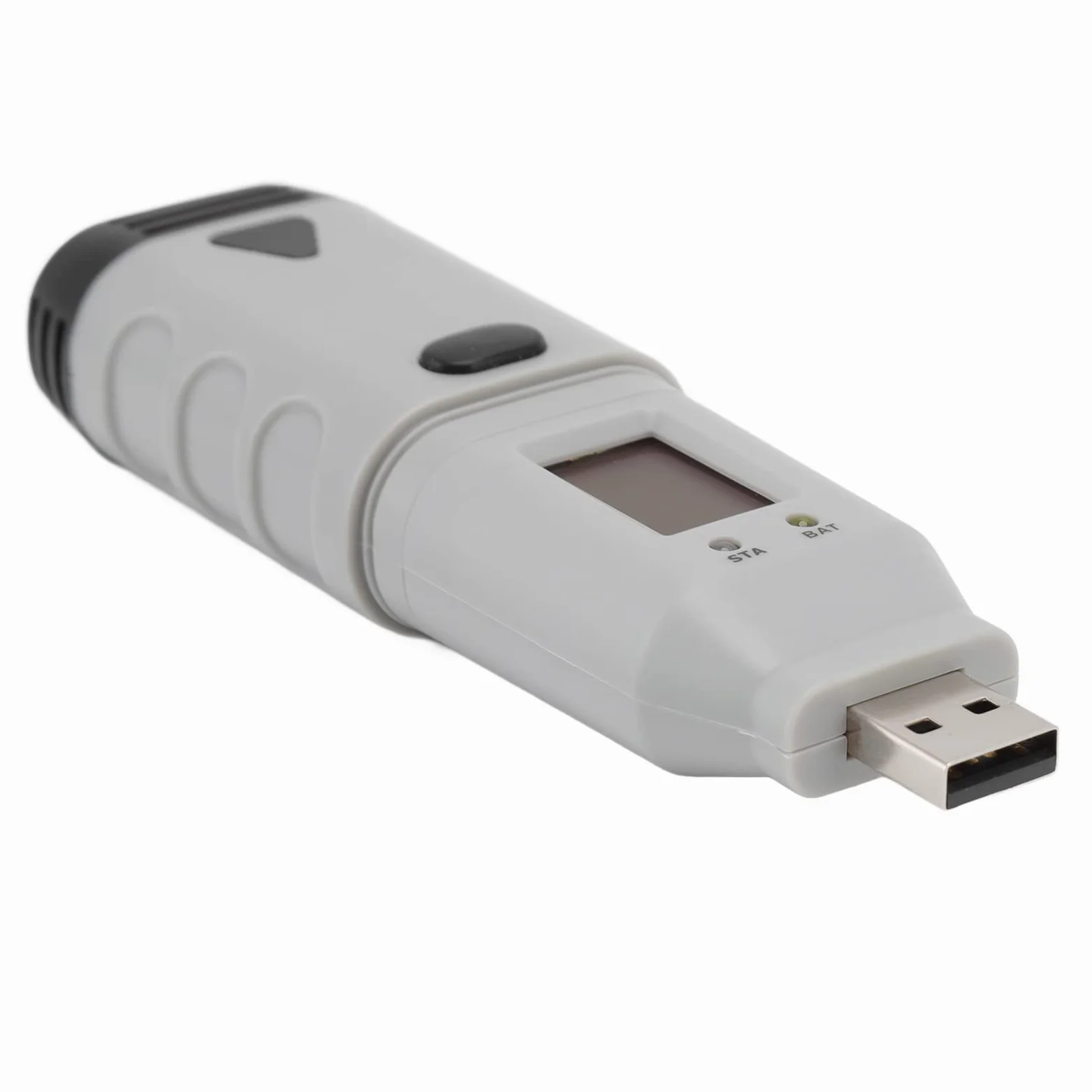 Medidor de humedad y temperatura USB Termómetro higrómetro portátil del tamaño de un bolígrafo con alarma LED de dos canales Diseño impermeable para monitoreo en interiores y