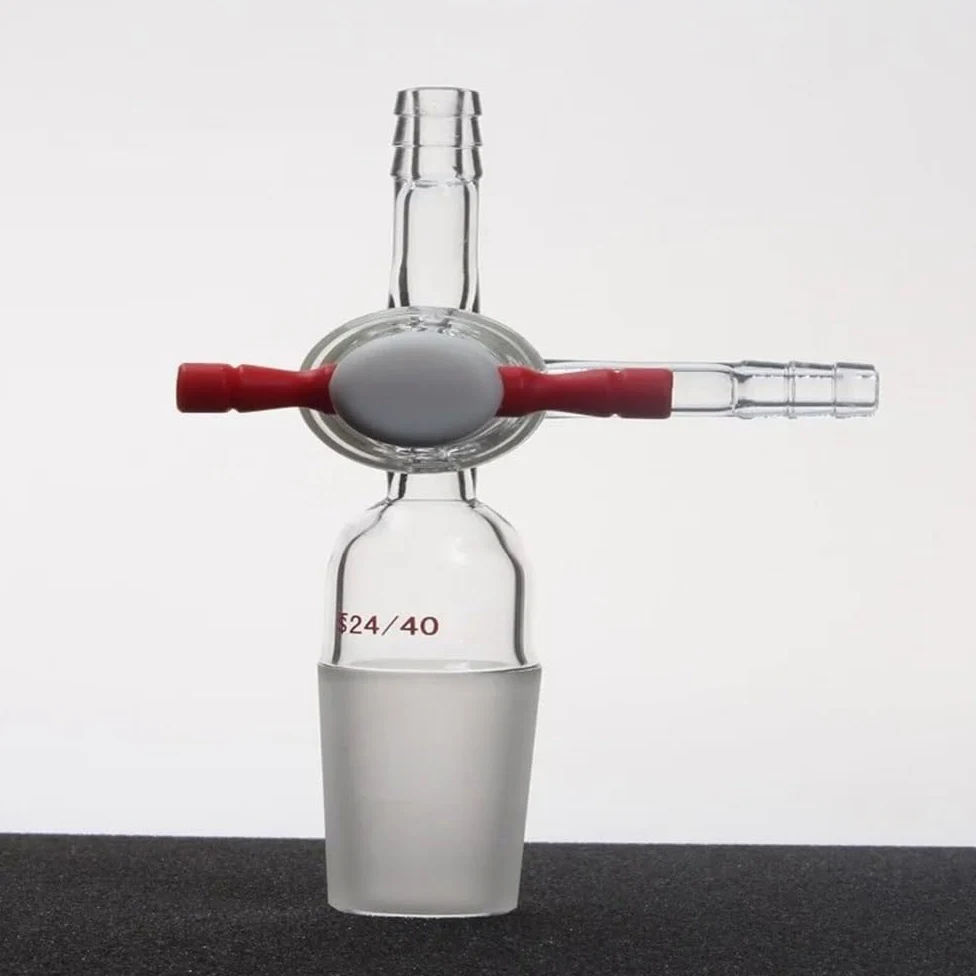 Adaptador de destilación Conjunta, Adaptador de matraz de 2 mm, PTFE o Vidrio, válvula con Junta en T, Varios tamaños, A68(A681420)