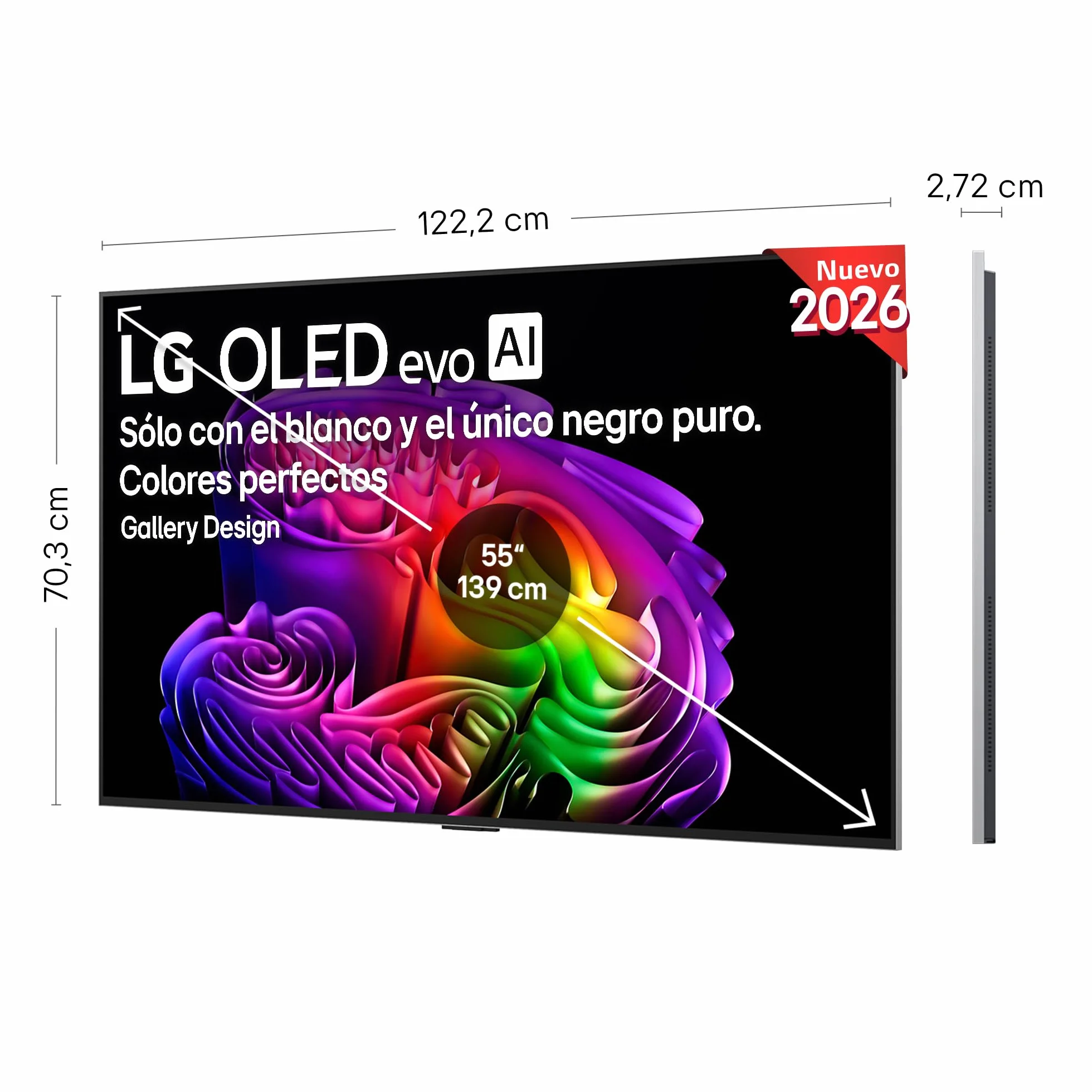 LG OLED55G64LW - TV 55", 4K OLED EVO AI G6, Smart TV, WebOS 26, Procesador α11 AI Gen3, VRR 165Hz, Reflection Free Premium Sin Reflejos, Dolby Vision y Atmos, Gris Oscuro Titán