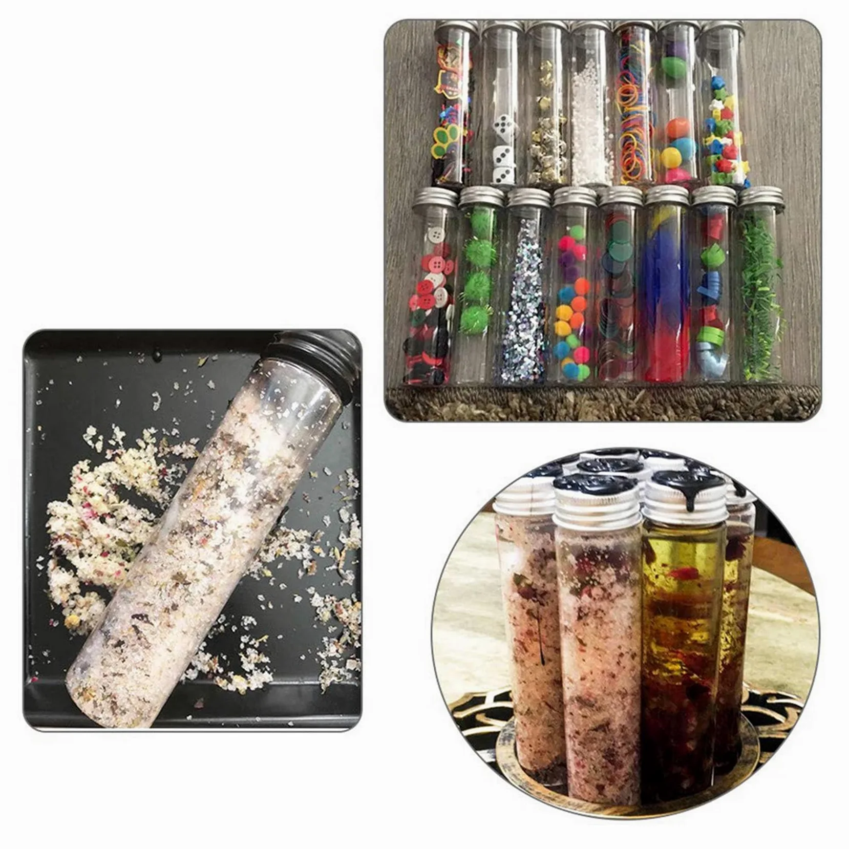 Tubo de Ensayo de Plástico de 90 Piezas de 110 Ml, Tubos de Ensayo Planos Transparentes, Tubos de Ensayo de Plástico con Tapas de Rosca para Dulces, Frijoles, Decoración de Fiesta