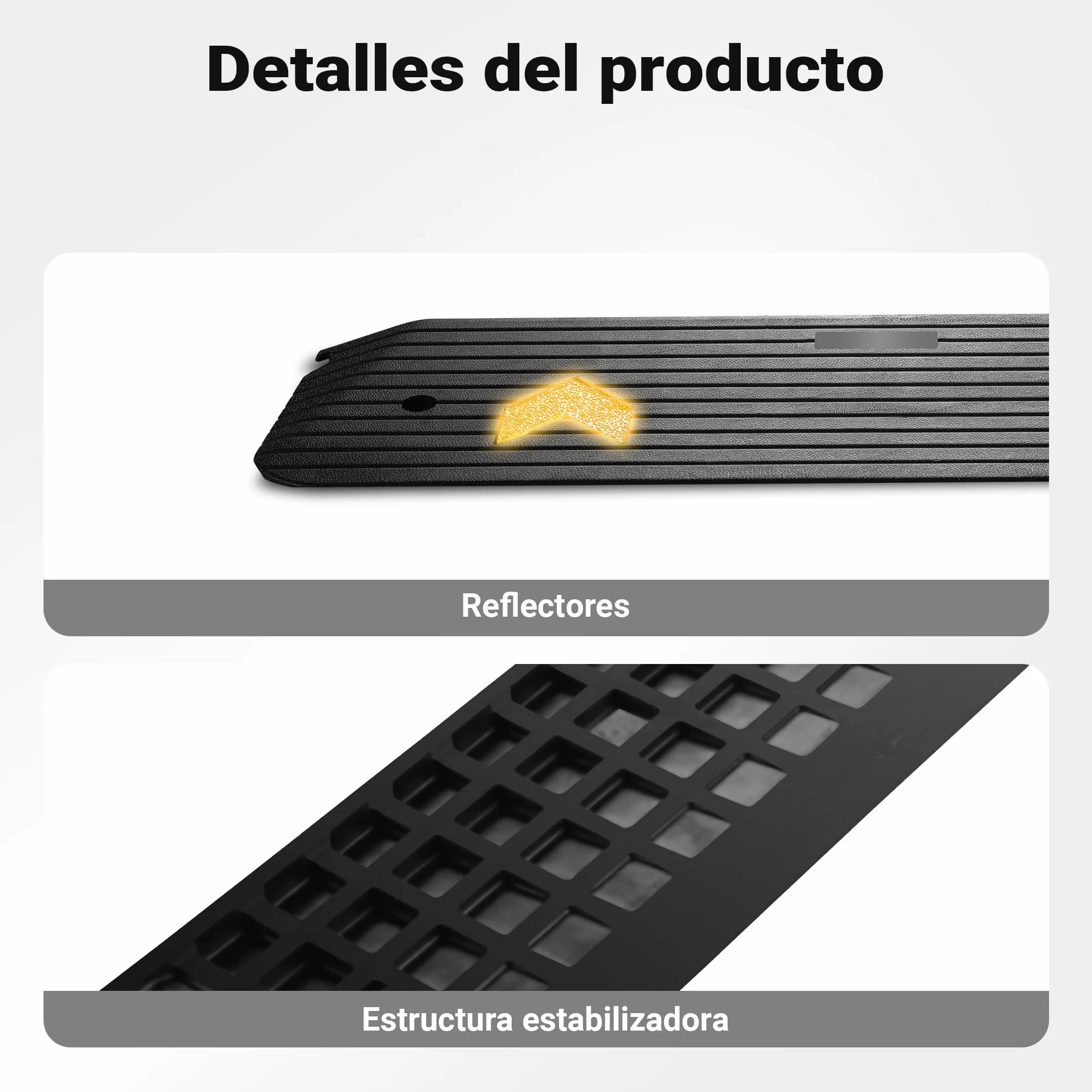 Wiltec Rampa de goma 1100 x 406 x 50 mm 50 toneladas antideslizante reflectante