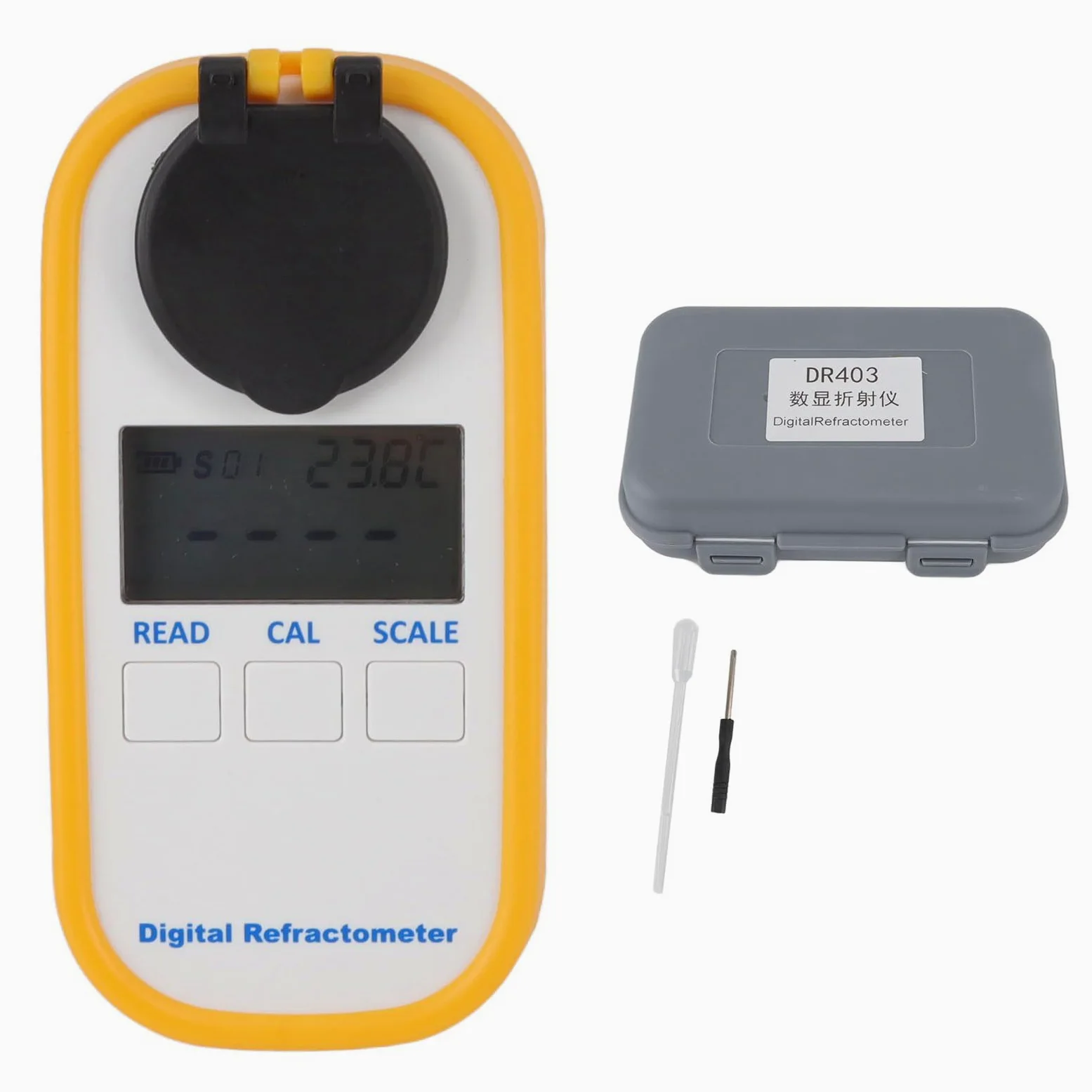 Cryfokt Refractómetro Digital de Mano Rápido y Conveniente para Pruebas de Alcohol Blanco Probador de Medidor de Concentración de Alcohol de 0 a 80% para Trabajadores de Laboratorio ABS Portátil