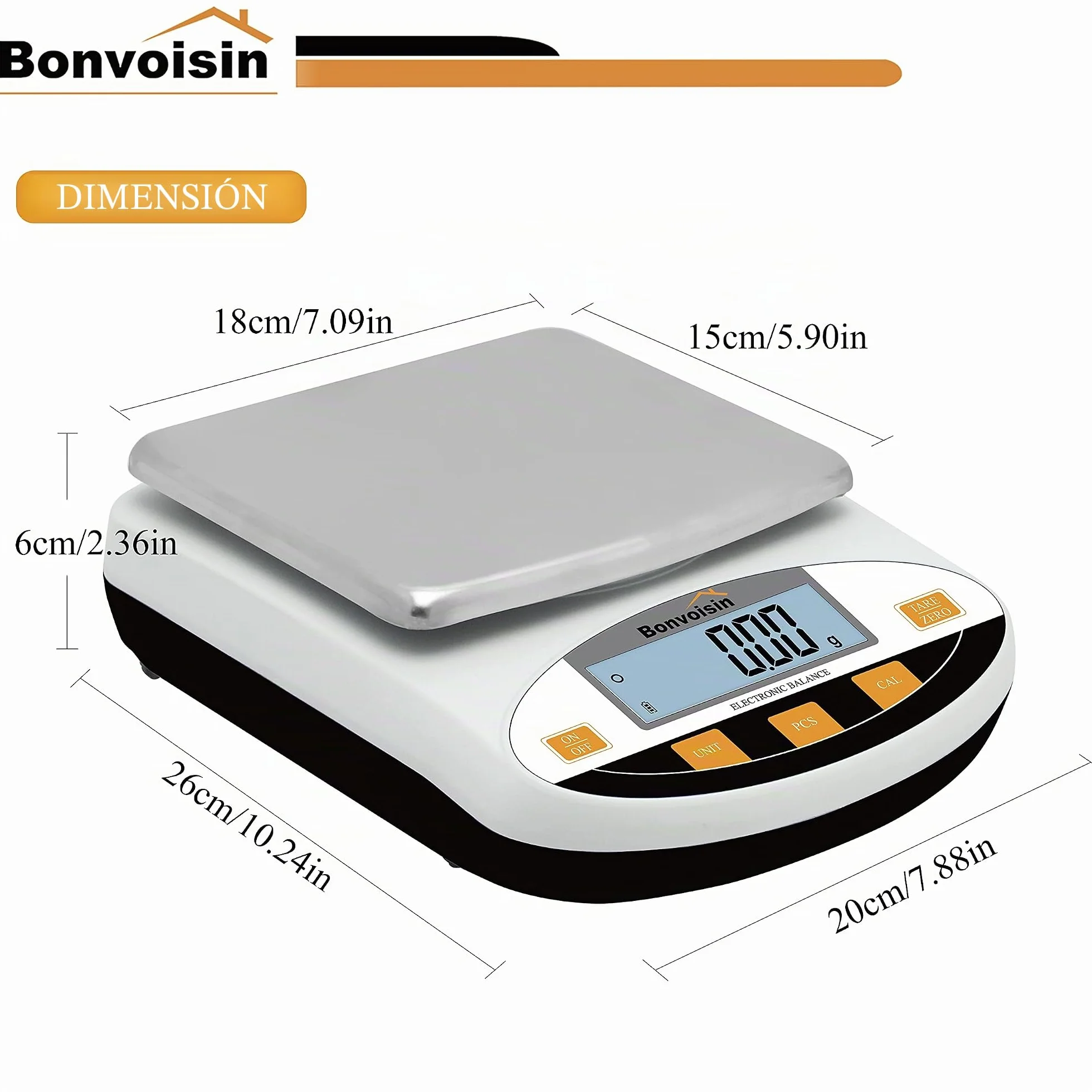 Bonvoisin Báscula de Laboratorio 1000g/0.01g Digital - Báscula Analítica de Alta Precisión para Joyería, Cocina, Laboratorio y Uso Científico, con Función Tara y Conteo