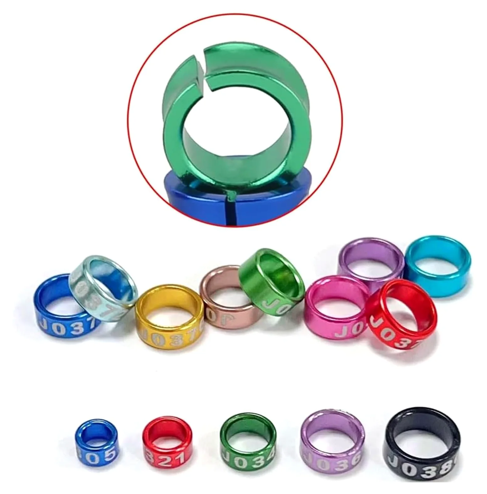 Anillos de aluminio for patas de pájaros, multicolor, 4,0-8,0 mm, 50/100/150/200 piezas(Mixed Colors8.0mm,200pc)
