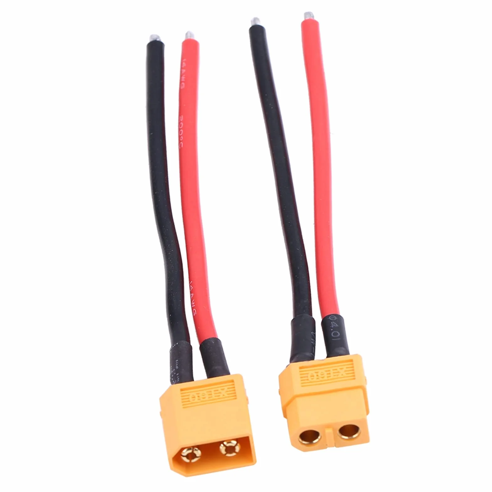 Xt60 Pigtail Macho y Hembra Enchufe 2 Piezas 14AWG Cable de Silicona para Conexiones de Batería RC
