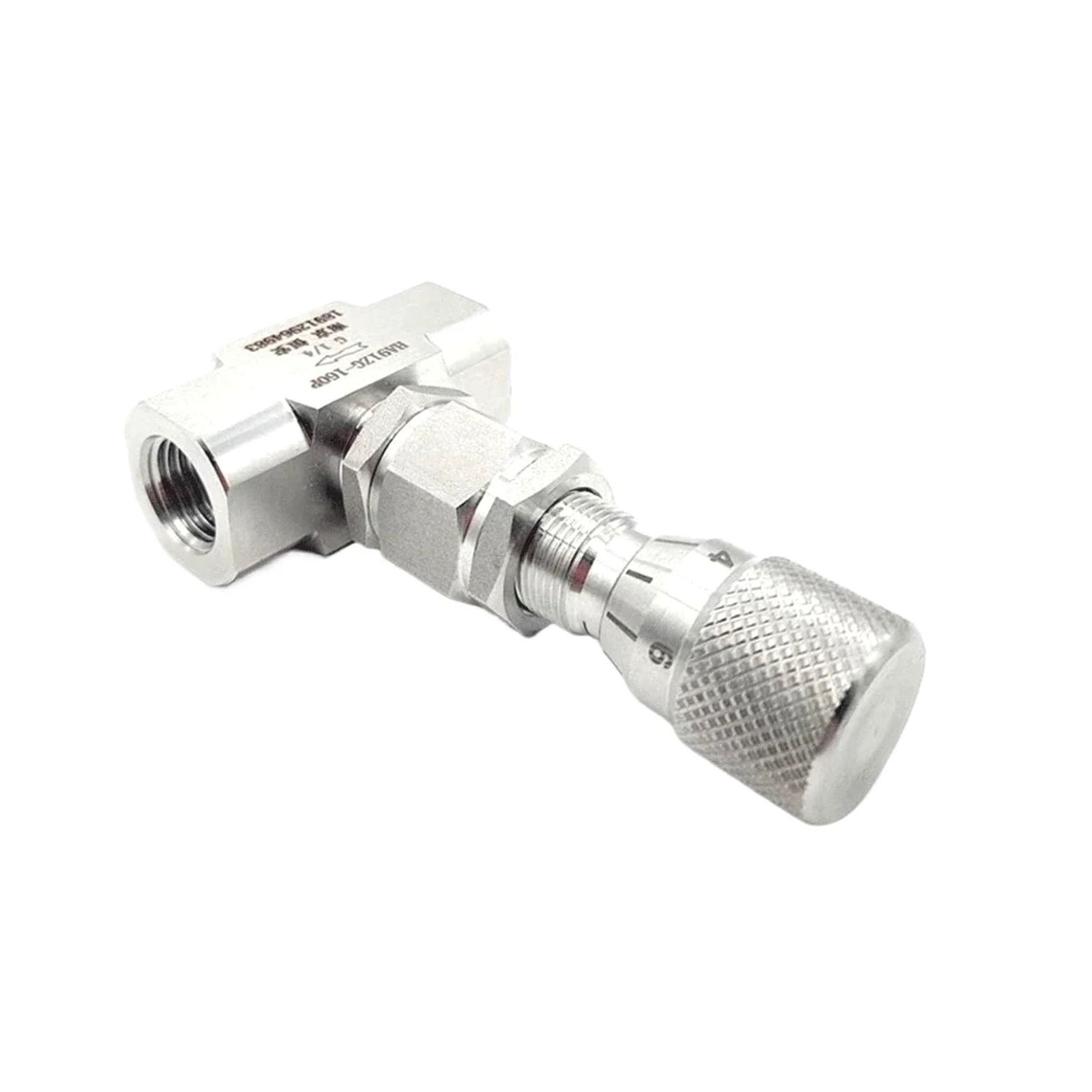 Válvula de aguja de medición micro reguladora de flujo SUS304/316L BSP NPT hembra recta recta de 0.1-0.5 pulgadas para agua, gas, aceite (0.12 pulgadas-NPT-1.2 mm, recto 304)