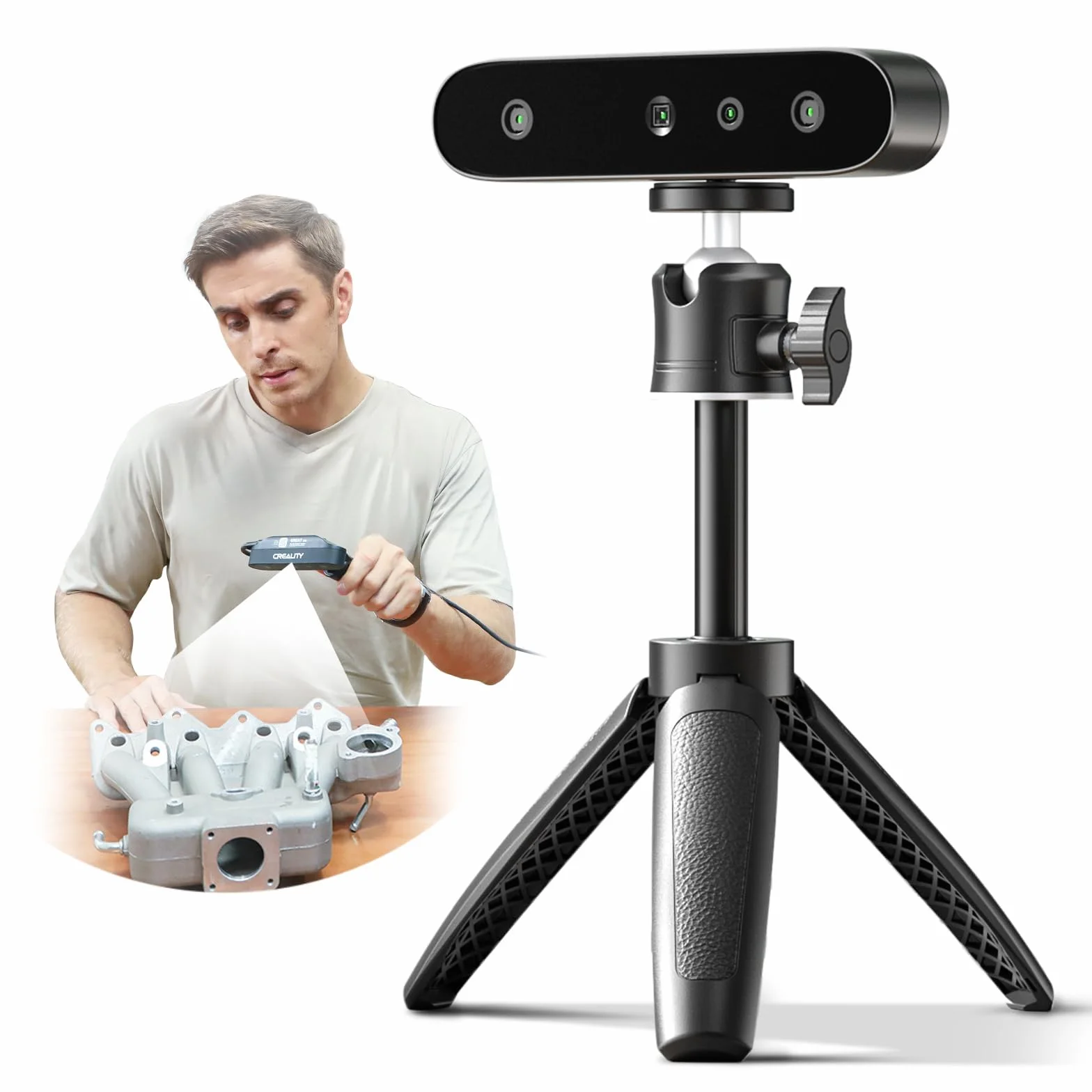 Creality CR-Ferret SE - Escáner 3D de 0,1 mm de alta precisión, escáner 3D de escritorio, rango de escaneo flexible, antivibración, escaneo rápido a todo color de 24 bits para Mac Windows