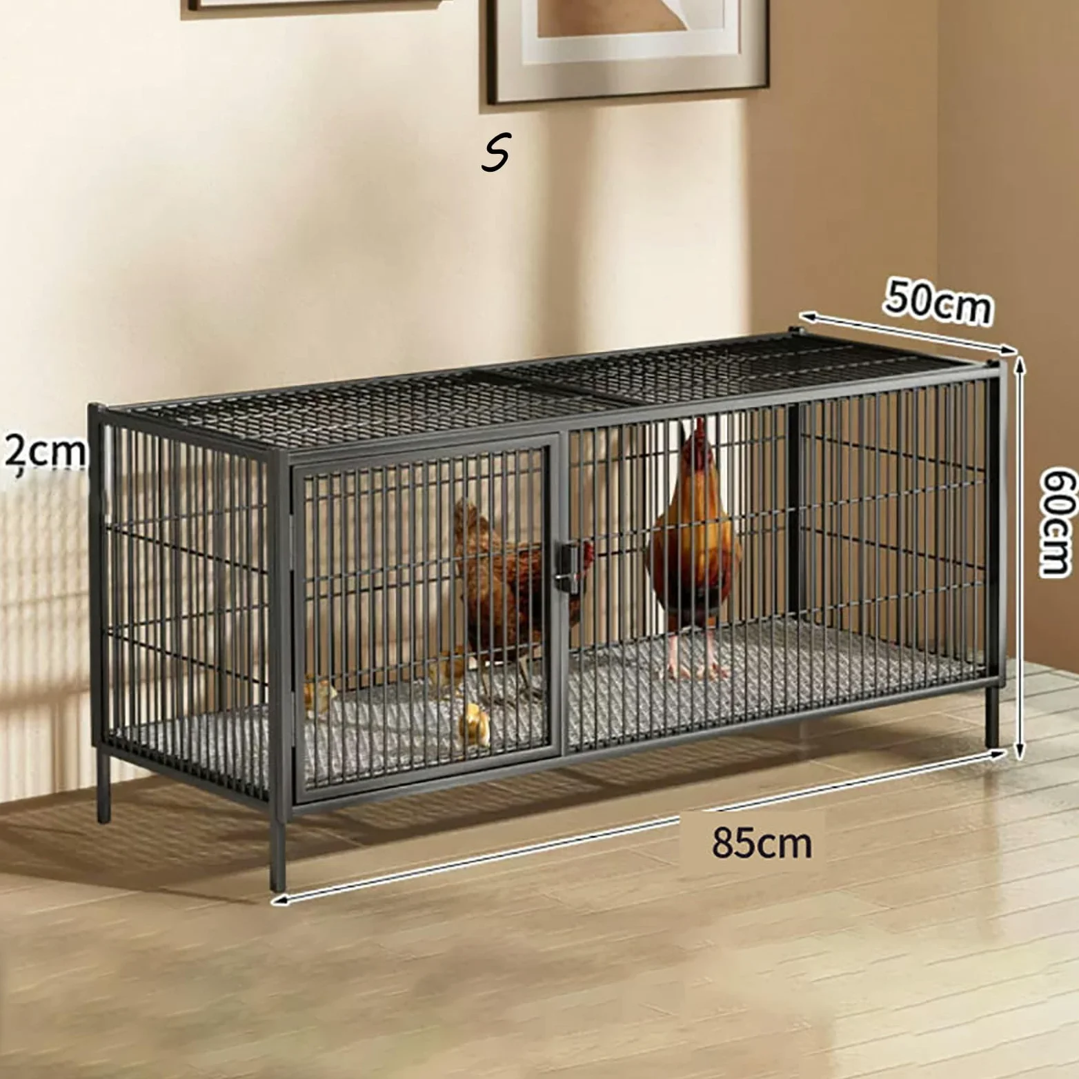 Gallinero con polea y nidales, Reforzado con Alambre de Acero Engrosado, Completamente Equipado, de fácil Montaje, Adecuado para Uso en Interior y Exterior.-M