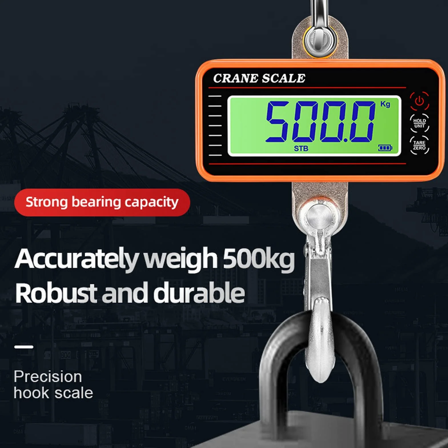 Báscula de Grúa Digital, Báscula Colgante Industrial de Servicio de 1500 Kg y 3000 Lb, con Pantalla LED de Control Remoto, Rango de Control Remoto de 20 M, para Medir el Peso