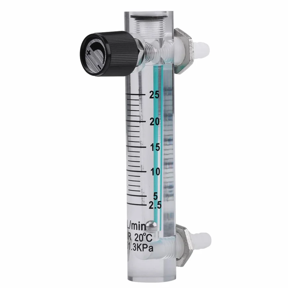 Medidor de flujo de gas oxígeno y aire, 2.5-25LPM, 8 mm, con válvula de control
