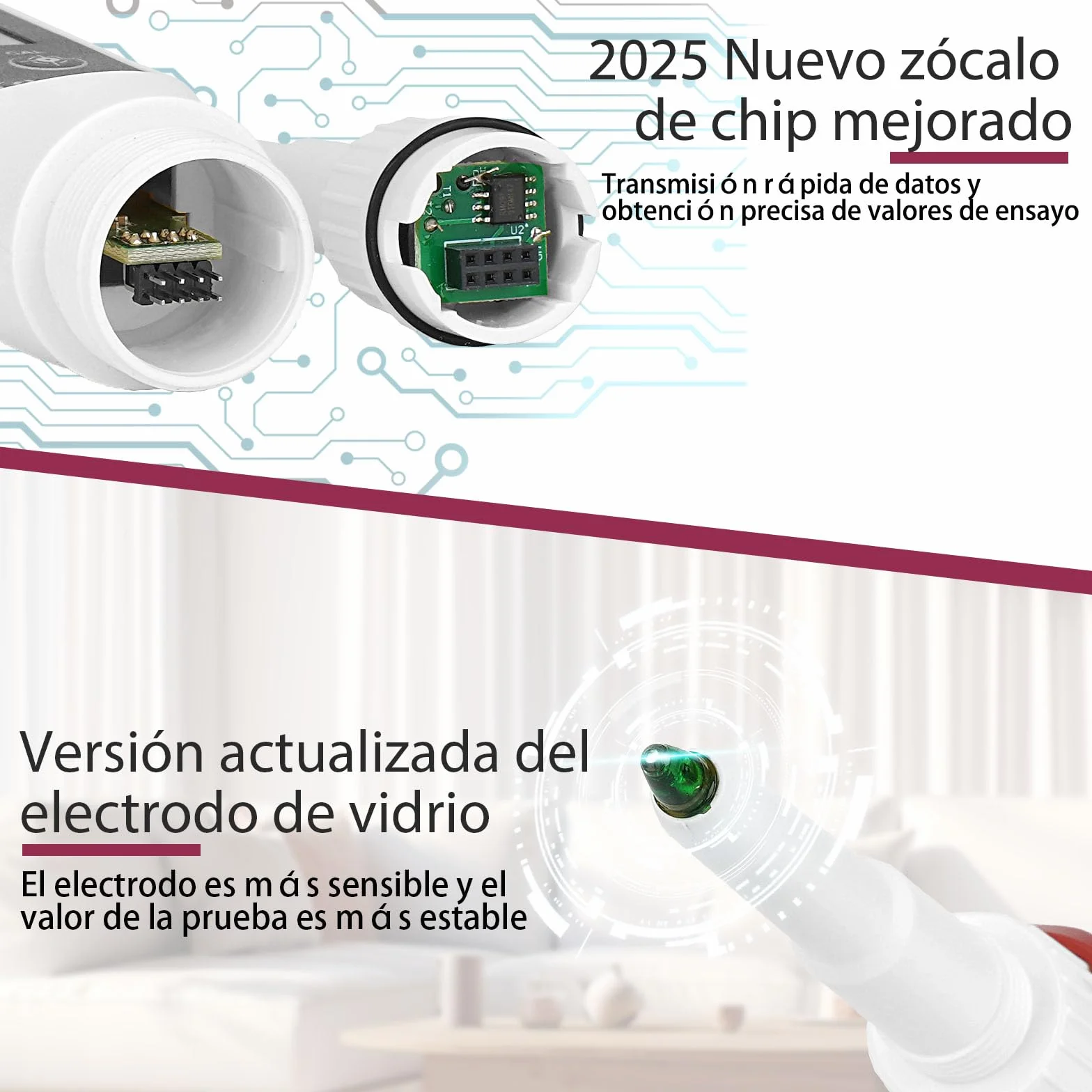 Medidor pH Alimentos Profesional con Sonda de Punta para Analizar pH y Temperatura en Líquidos y Semisólidos