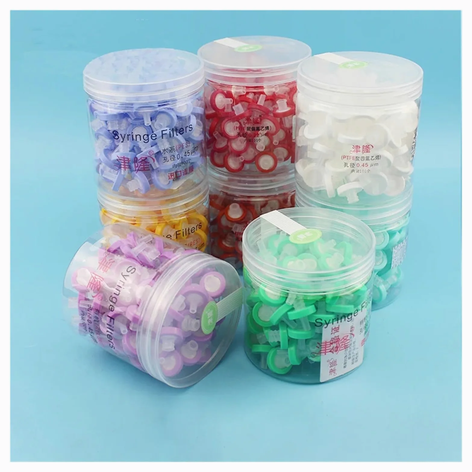 100 Unidades/Caja de Filtro de Aguja desechable de 13 mm/25 mm MCE/Nailon/PTFE, Filtro de jeringa de Membrana Millipore de 0,22/0,45 um, Equipo de Laboratorio(25mm 0.22um PTFE)