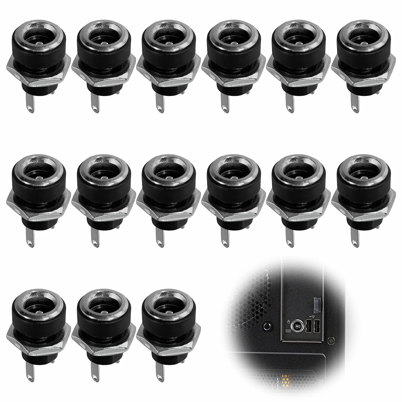 Conector de Alimentación DC 5,5 x 2,1 mm, Conectores Hembra CC de 2 Pines, 15 Piezas para Proyectos Electrónicos
