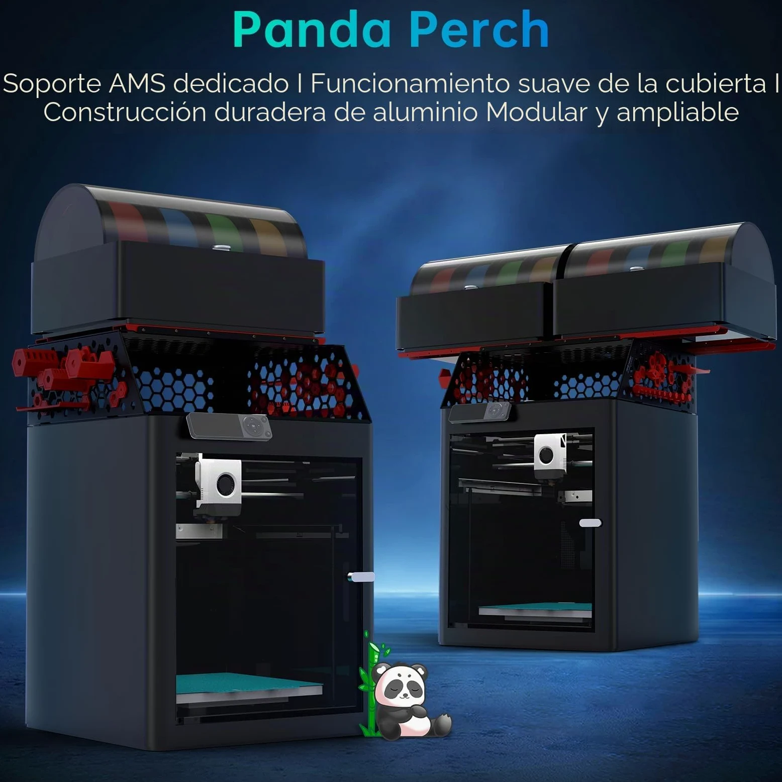 BIQU Panda Perch Dual AMS Soporte para impresora 3D Bambu-Lab P1P/P1S/X1C/X1E, herramienta de almacenamiento AMS con iluminación LED, soporte de aluminio ligero