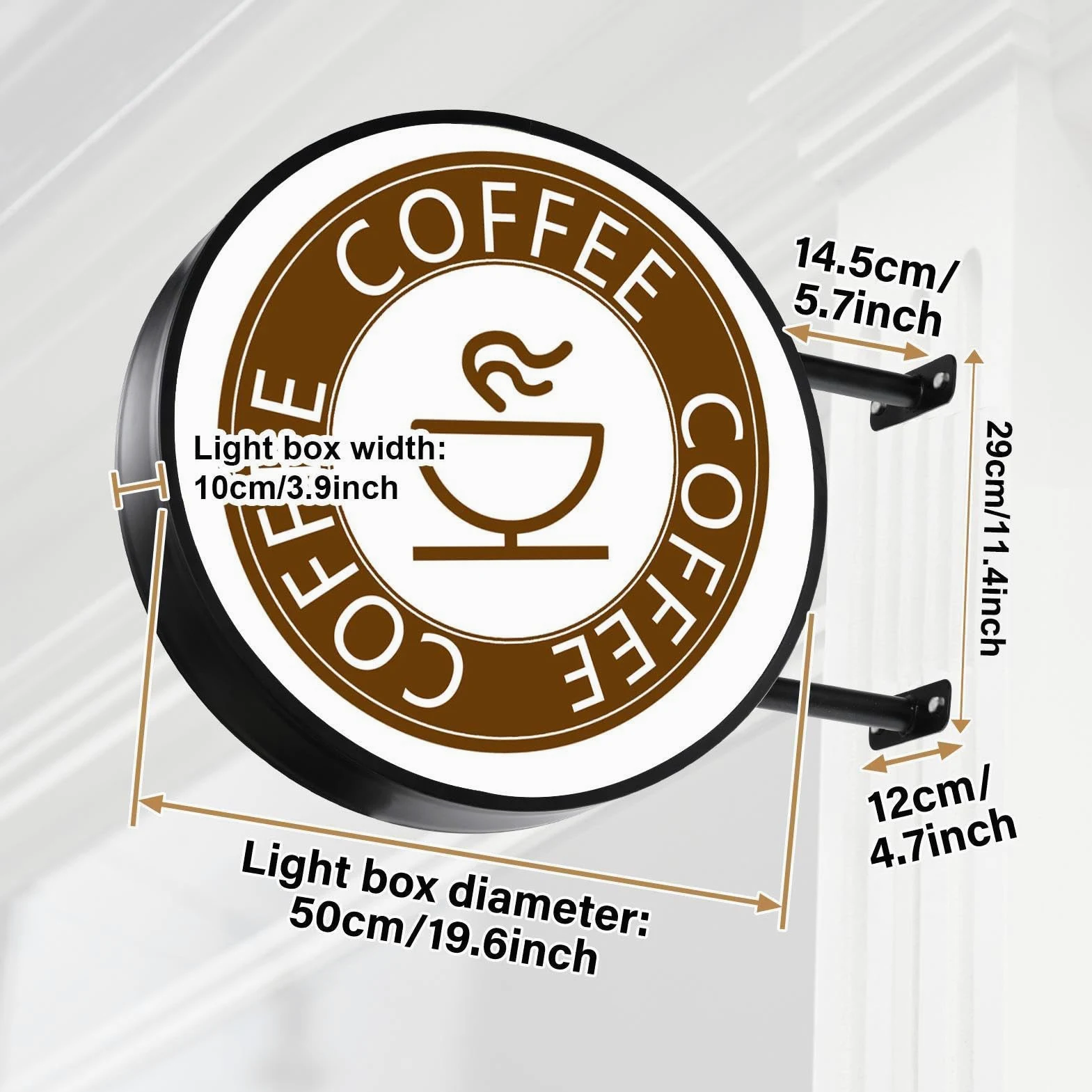 De Luz LED De Doble Cara Letrero De Logo Con Iluminación LED De Doble Cara | IP65 Resistente Al Agua 51 cm Cartel Publicitario Iluminado Para Bar Cafetería Restaurantes Hotel Salón Decoración