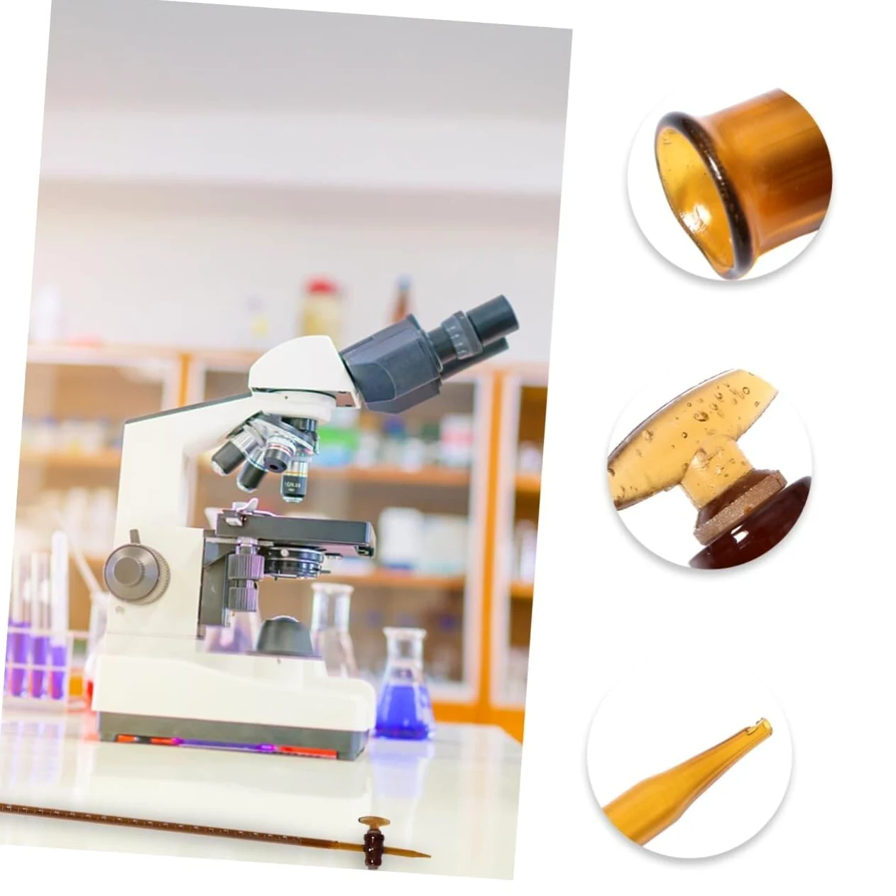 Buretas de vidrio, Llave de paso ácida del vidrio PTFE borosilicato la bureta 10ml for el laboratorio y uso educativo