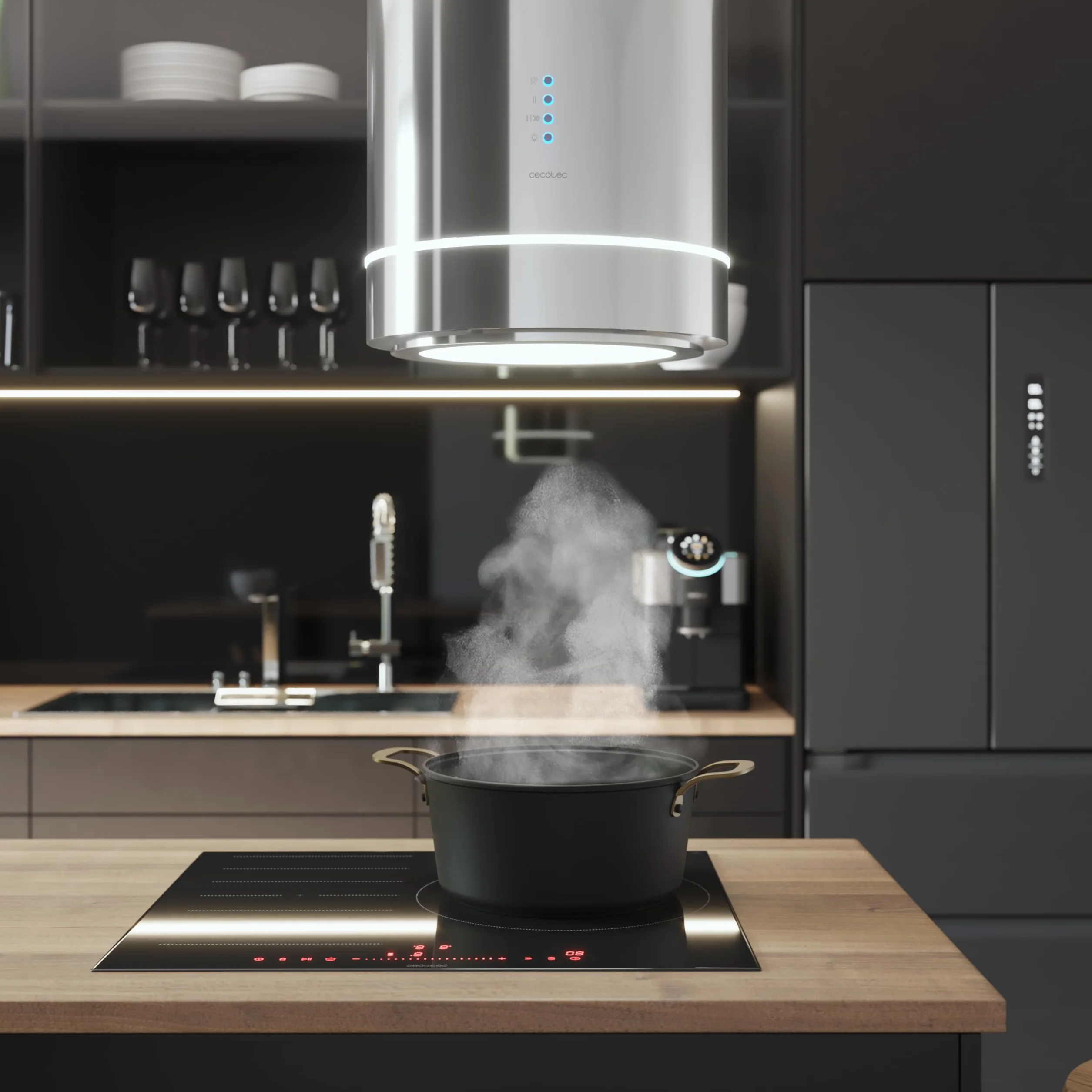 Cecotec Campana Extractora Isla Redonda 38cm Bolero Flux Ire 388000 Inox A++ 712m3/h 210W