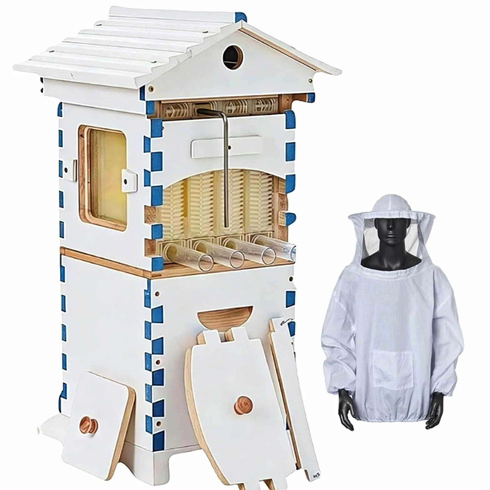 Kit Completo De Inicio para Colmena Flow Hive, Incluye 4 Cuadros De Miel Automáticos Y 6 Cuadros De Cría, Fácil Cosecha, Madera Duradera, con Traje De Apicultor.