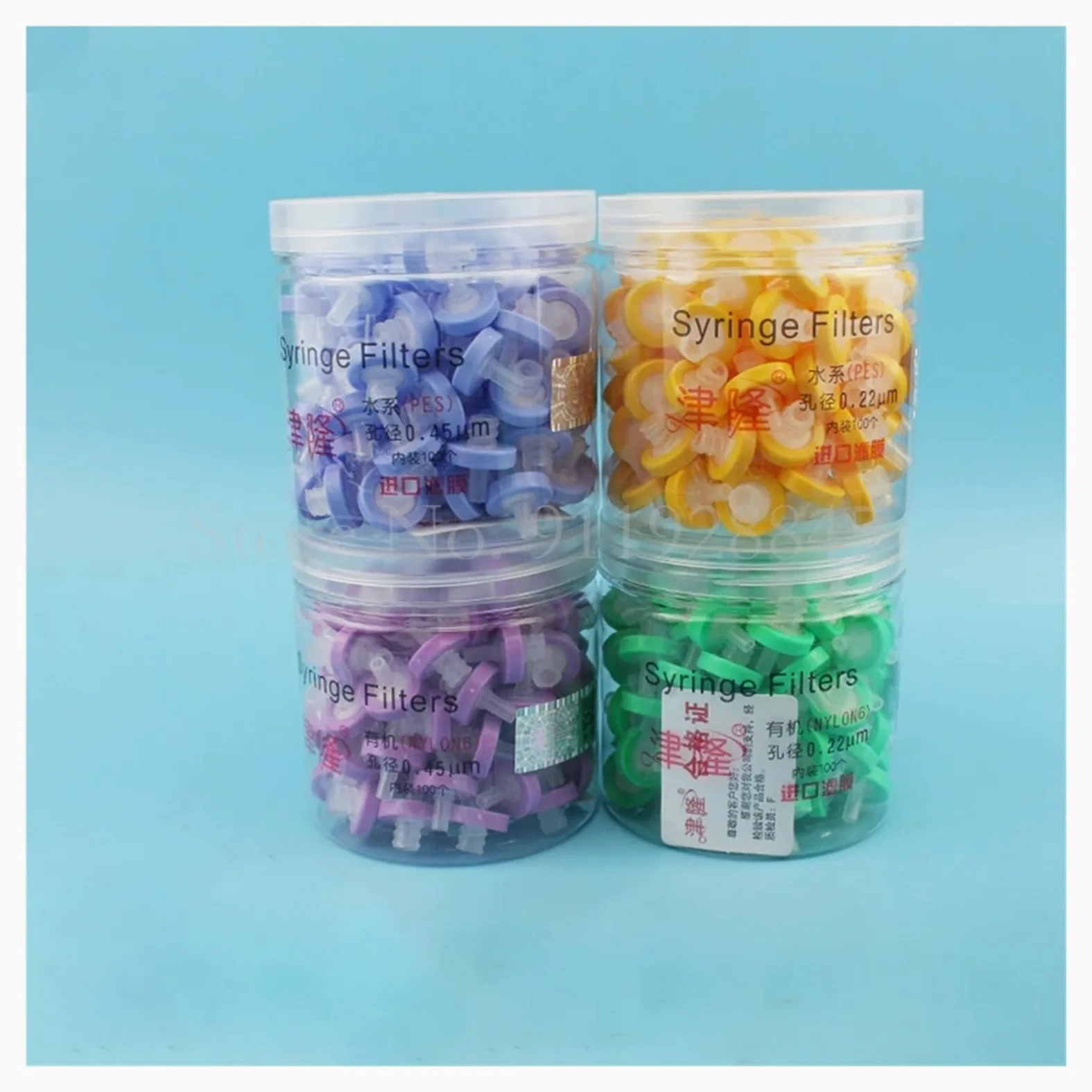 100 Unidades/Caja de Filtro de Aguja desechable de 13 mm/25 mm MCE/Nailon/PTFE, Filtro de jeringa de Membrana Millipore de 0,22/0,45 um, Equipo de Laboratorio(25mm 0.22um PTFE)