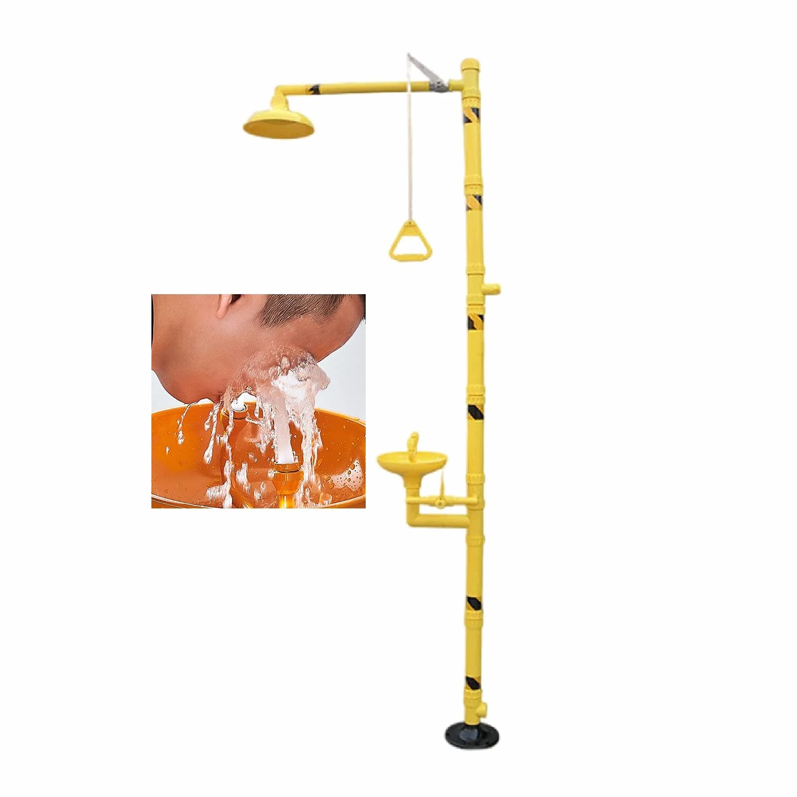 Lavado de Ojos Combinado para Ducha de Emergencia Estación Lavaojos de Pie Sistema de Ducha de Seguridad con Lavabo para Ojos y Lavabo para Rostro (Size : 2180x700mm)