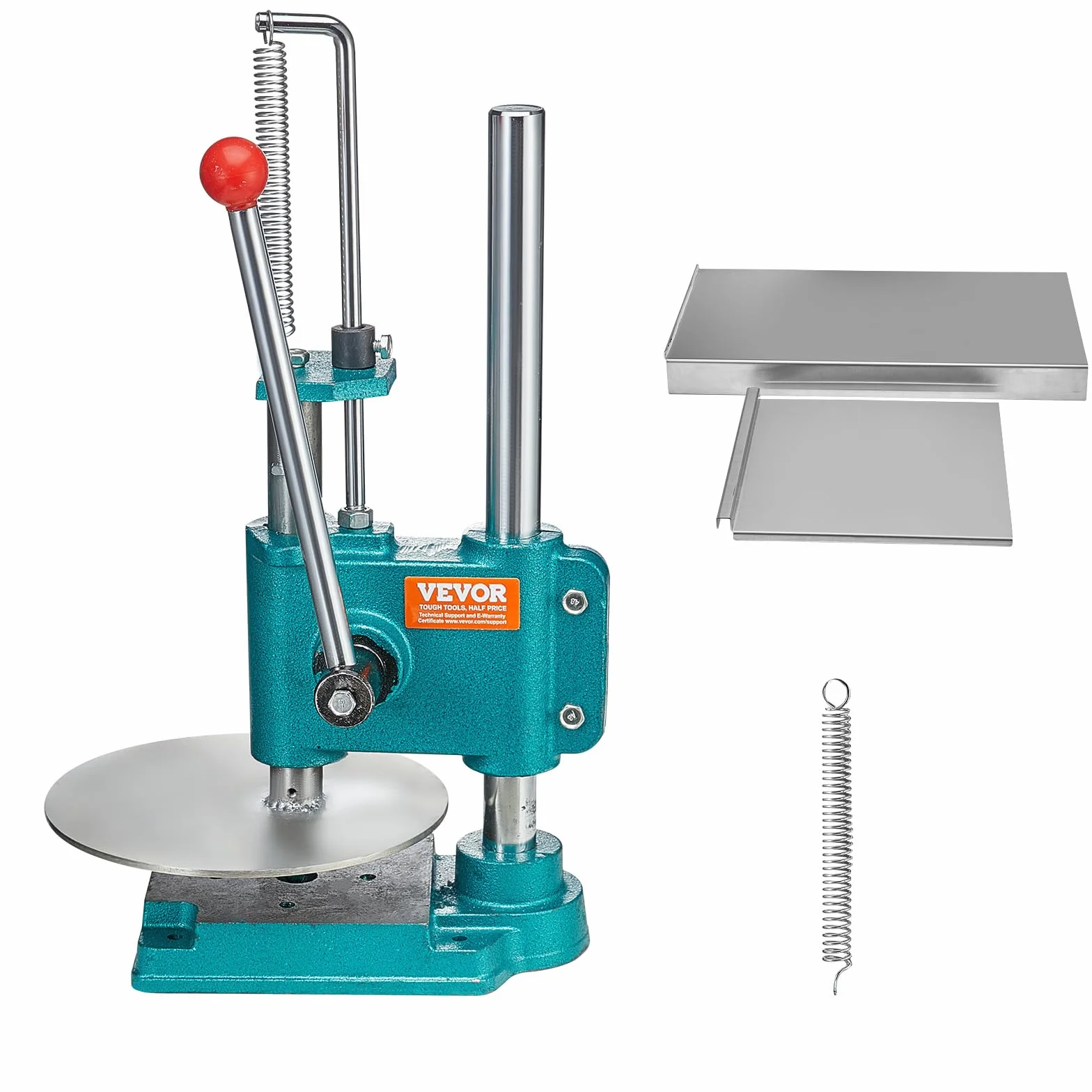VEVOR Prensa de Pasta Máquina de Pizza Manual Diámetro de 24cm con Bandeja de Acero Inoxidable Formadora de Pizza Doméstica Altura Ajustable para Tartas Tortillas Panes Pizzerías Panaderías Cafeterías