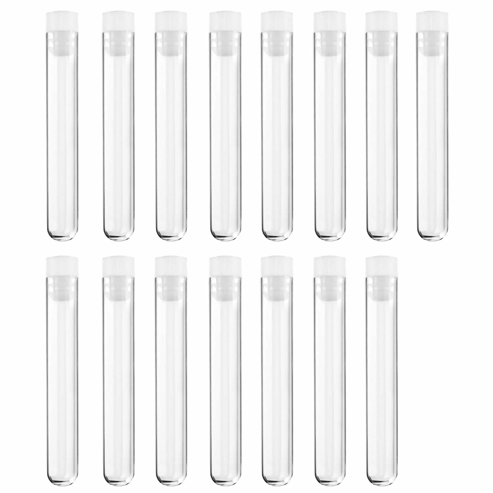 Tubos de Plástico con Tapón 10 x 1.5 cm 15 Piezas para Experimentos Científicos